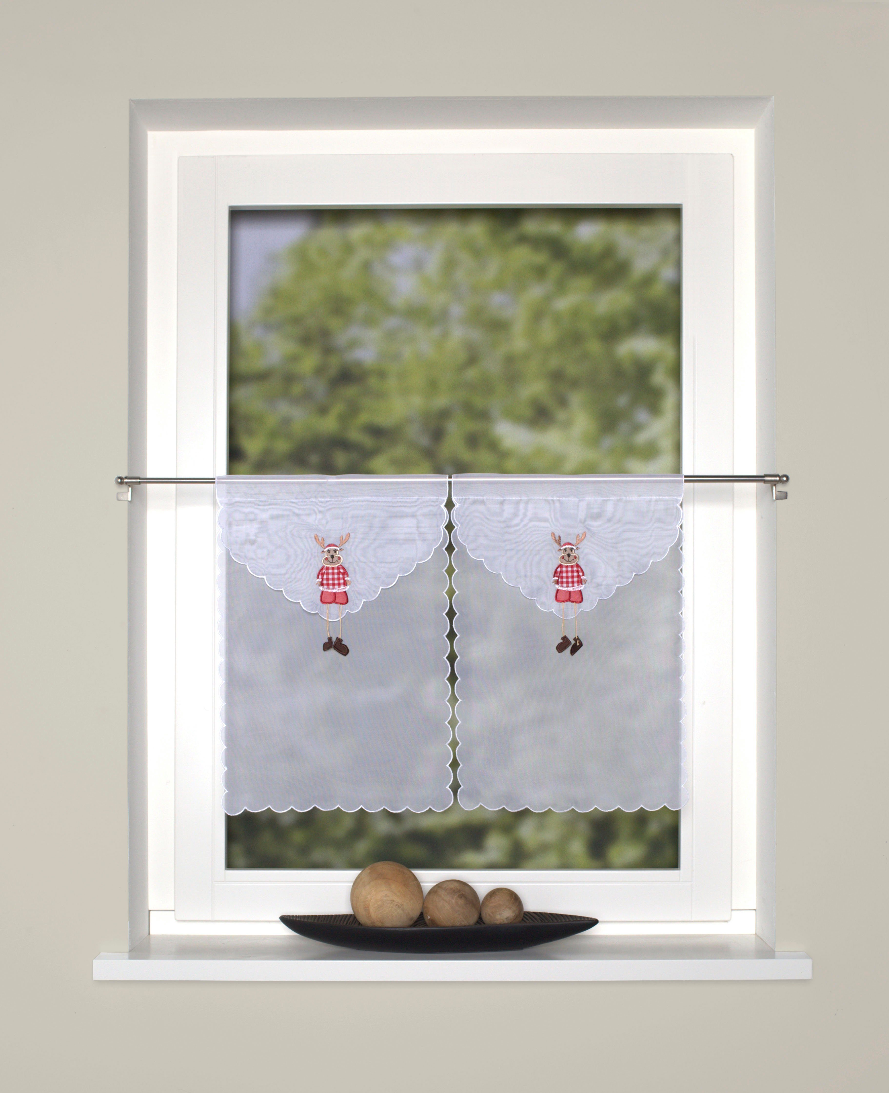 HOME WOHNIDEEN Gordijn ELG Raamdecoraties voile (2 stuks) kant & klaar gordijnen rood