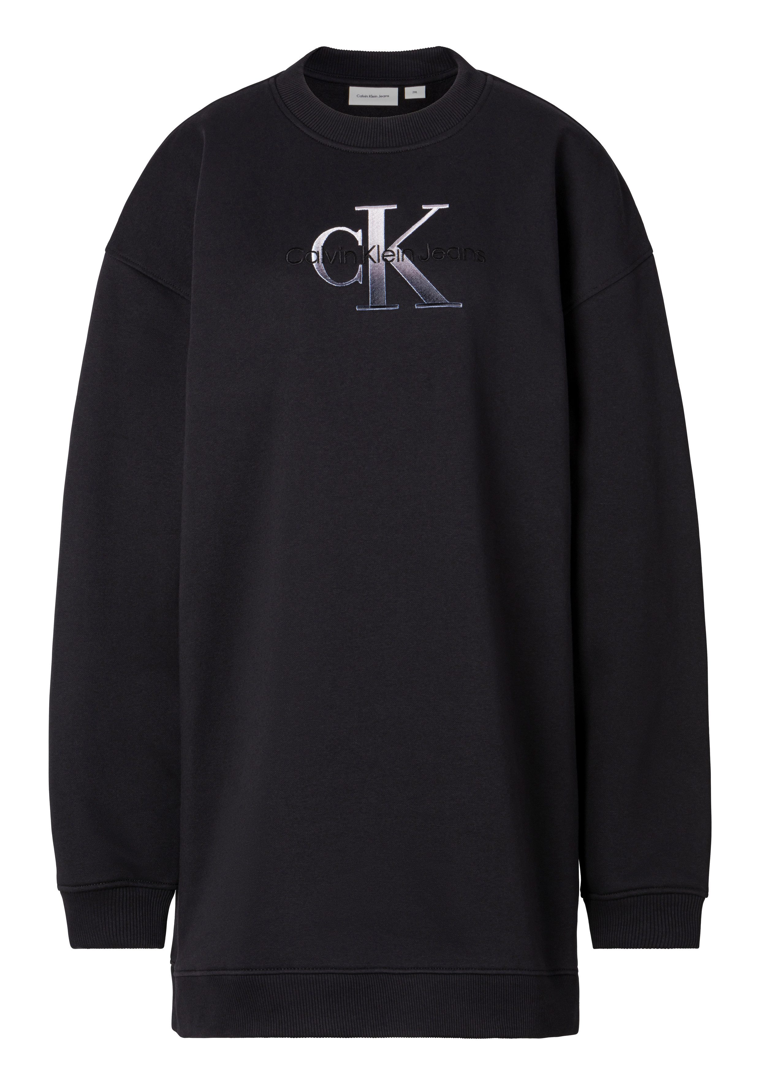 Calvin Klein Jeans Plus Sweatjurk PLUS EMBROIDERED MONOLOGO DRESS met logo borduursel in grote maten
