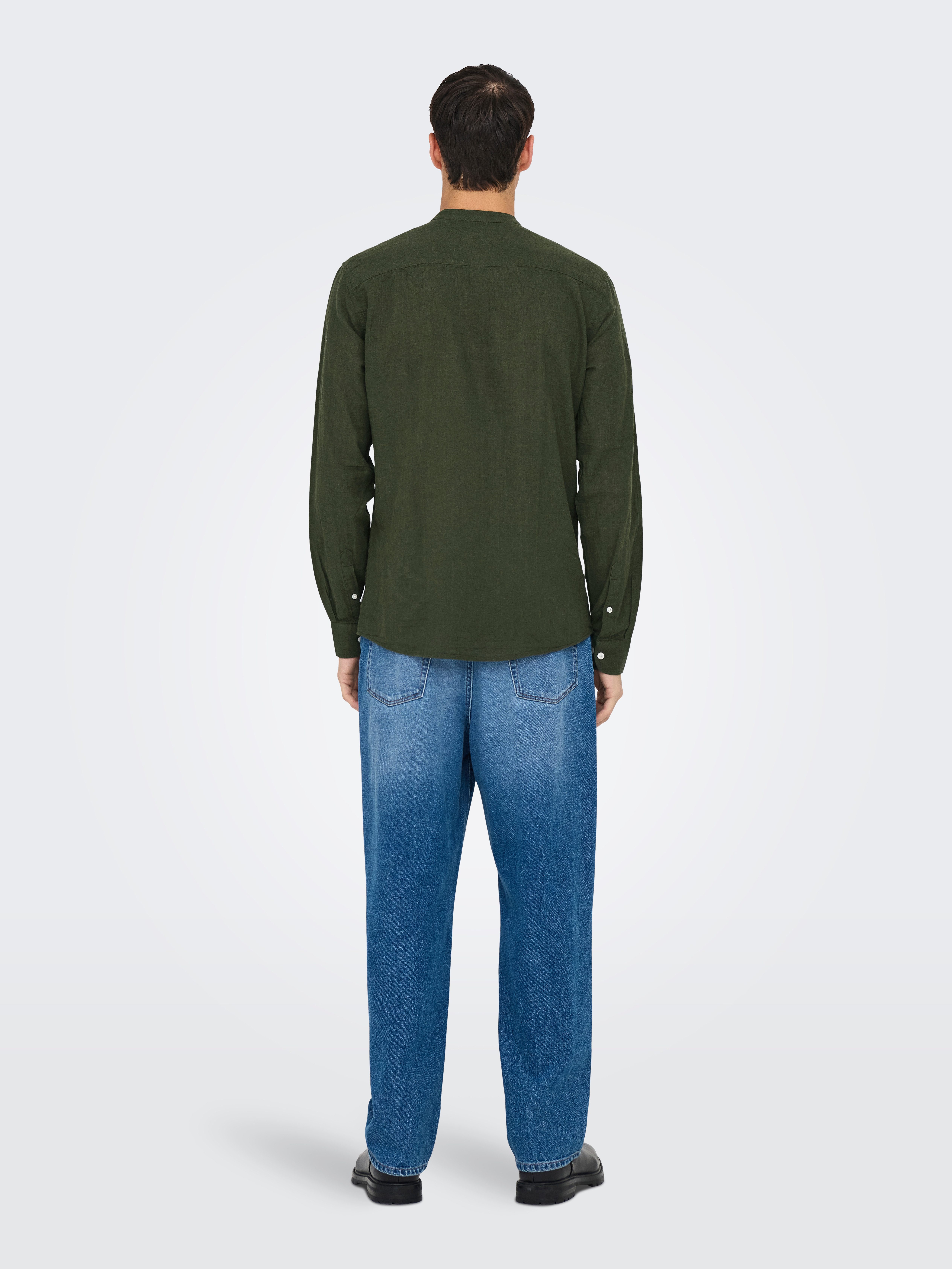 ONLY & SONS Overhemd met lange mouwen ONSCAIDEN LS SOLID LINEN MAO SHIRT NOOS