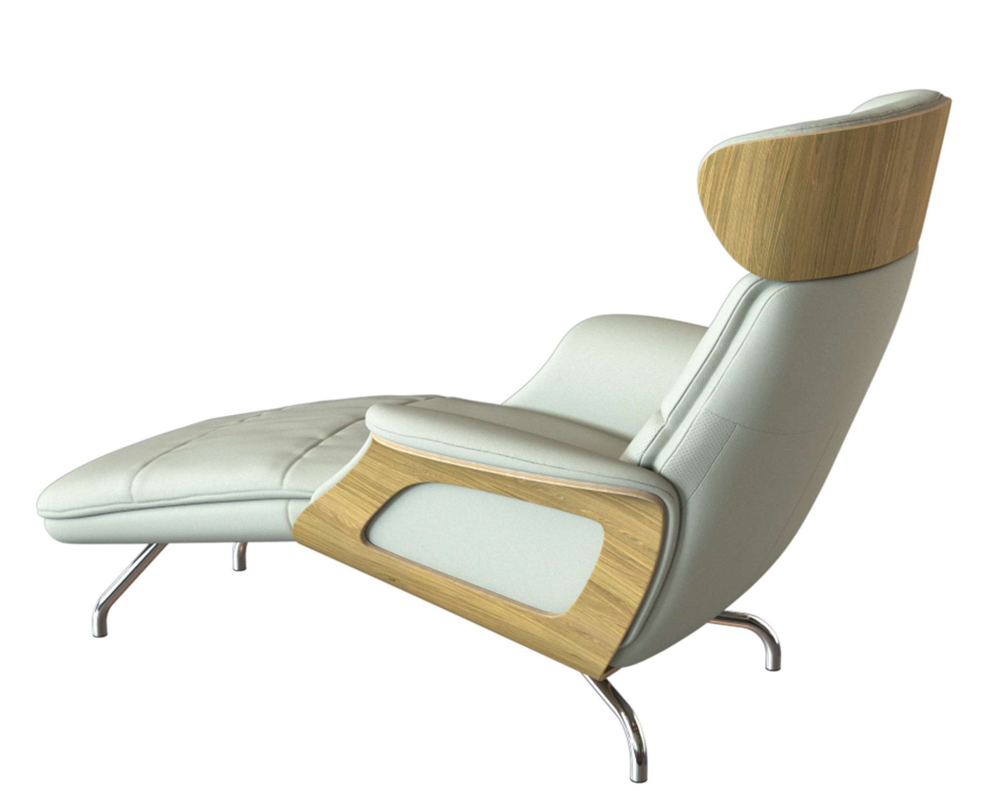FLEXLUX Loungestoel Clement chaise longue, relaxstoel, ligstoel Rug- en hoofdsteunverstelling, armleuning gepolsterd geolied, voet van aluminium