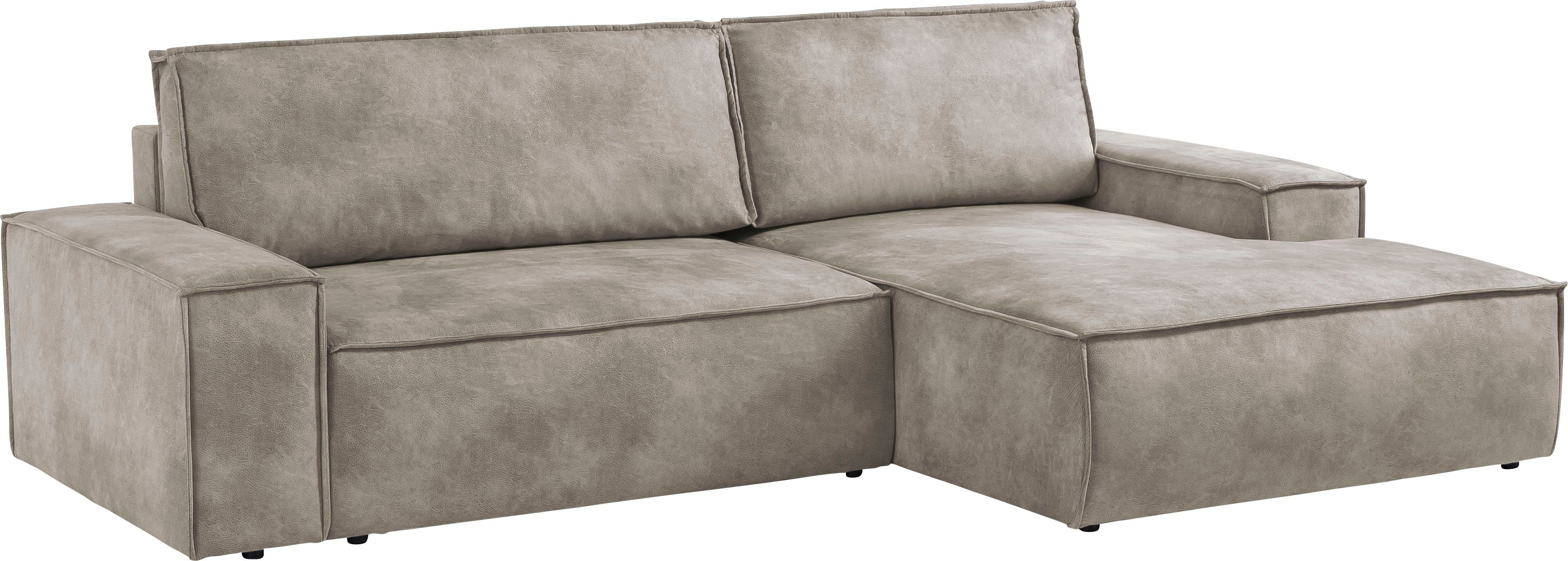 Home affaire Hoekbank SHERWOOD bedbank 267 cm, L-model, Slaapfunctie met bedlade (210x136 cm), cord, vintage, fluweel