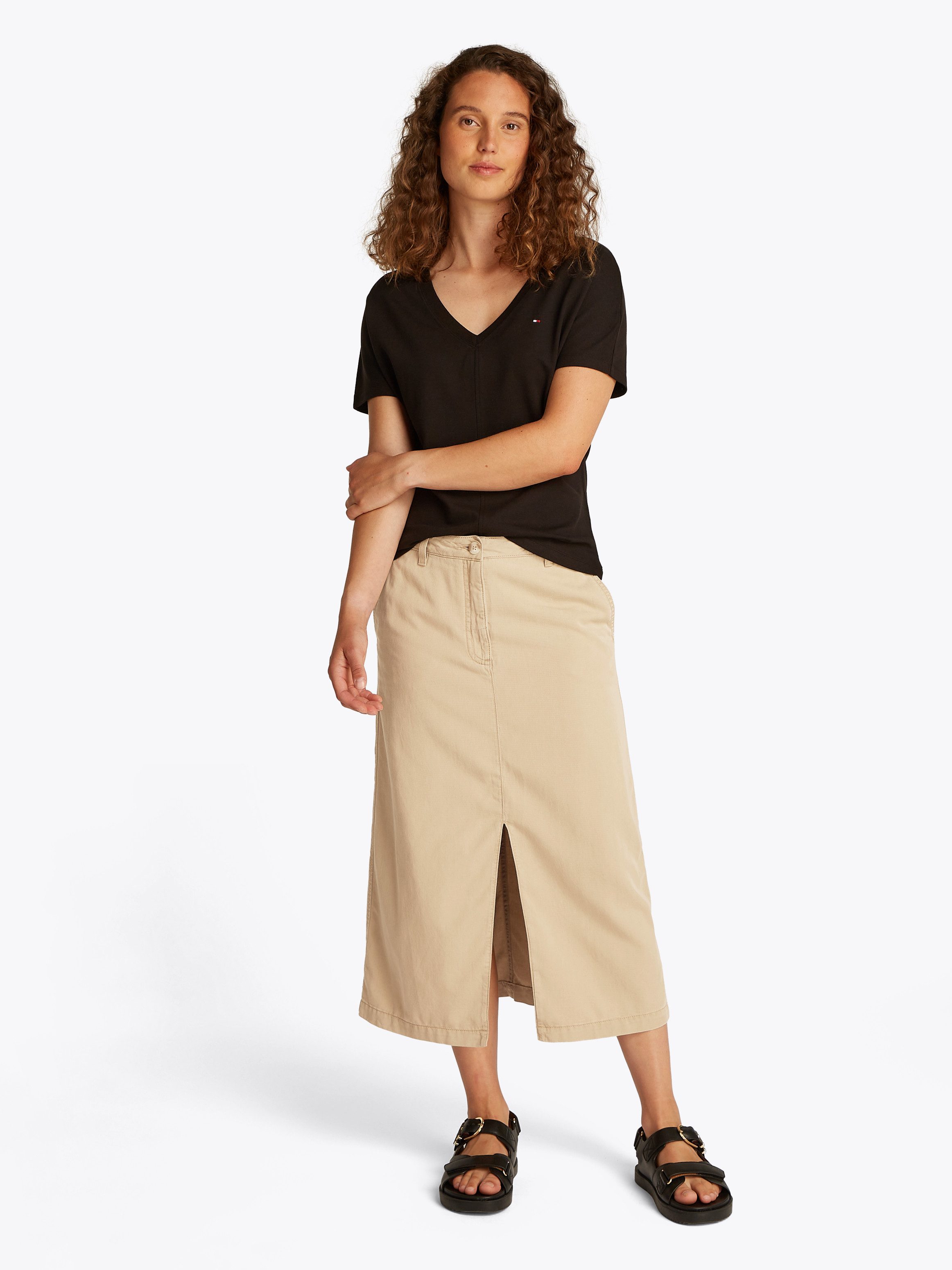 Tommy Hilfiger Geweven rok CO TENCEL MIDI SKIRT