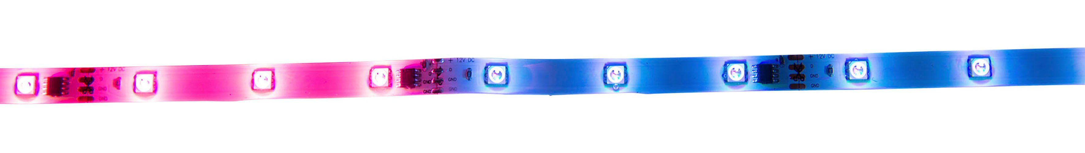 näve Led-strepen Stripe LED strip RGB, 5m, infrarood afstandsbediening, IP20, dimbaar, 19W (1 stuk)