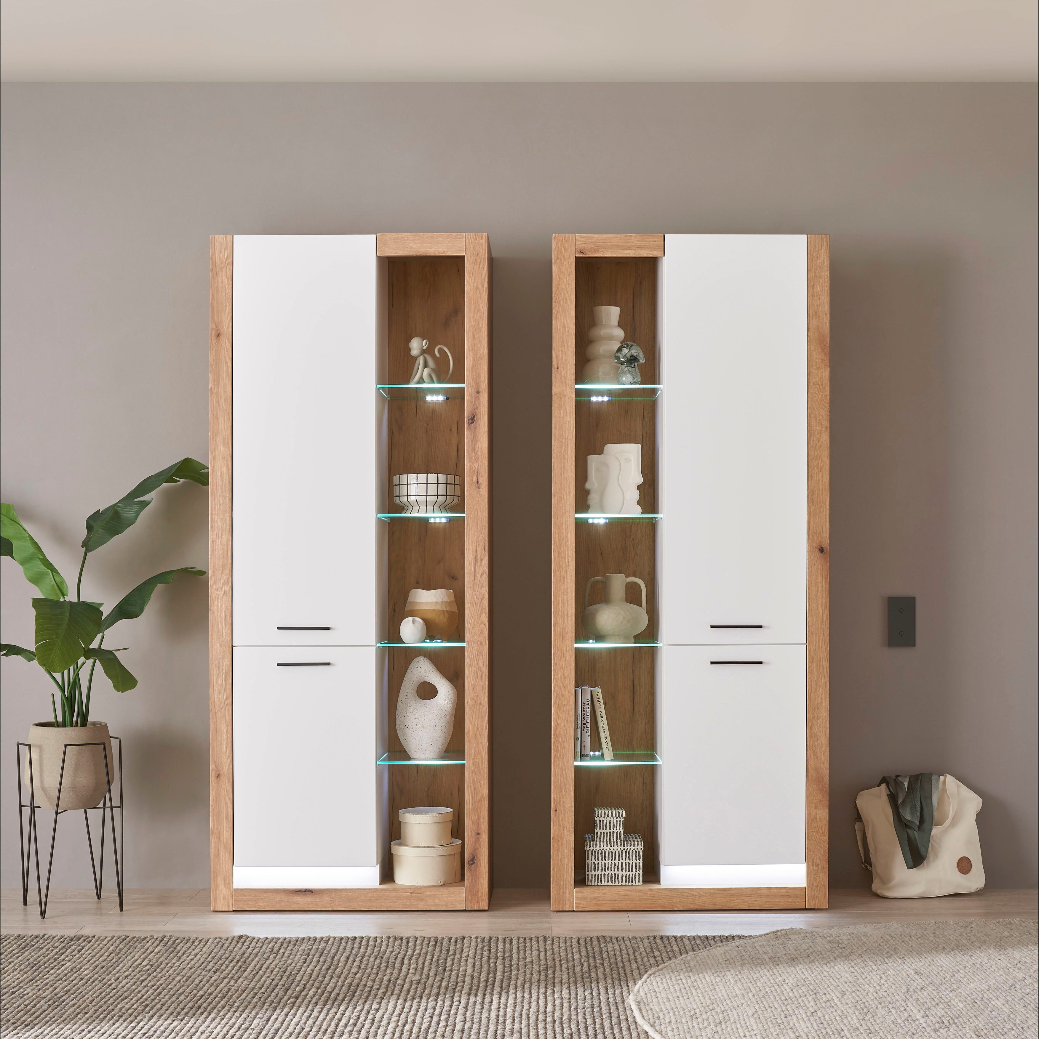 INOSIGN Wandmeubel Brixen, moderne opbouwwand, woonkamer set, eik Evoke decor met wit (set, 2-delig) tv-wandmeubels bruin