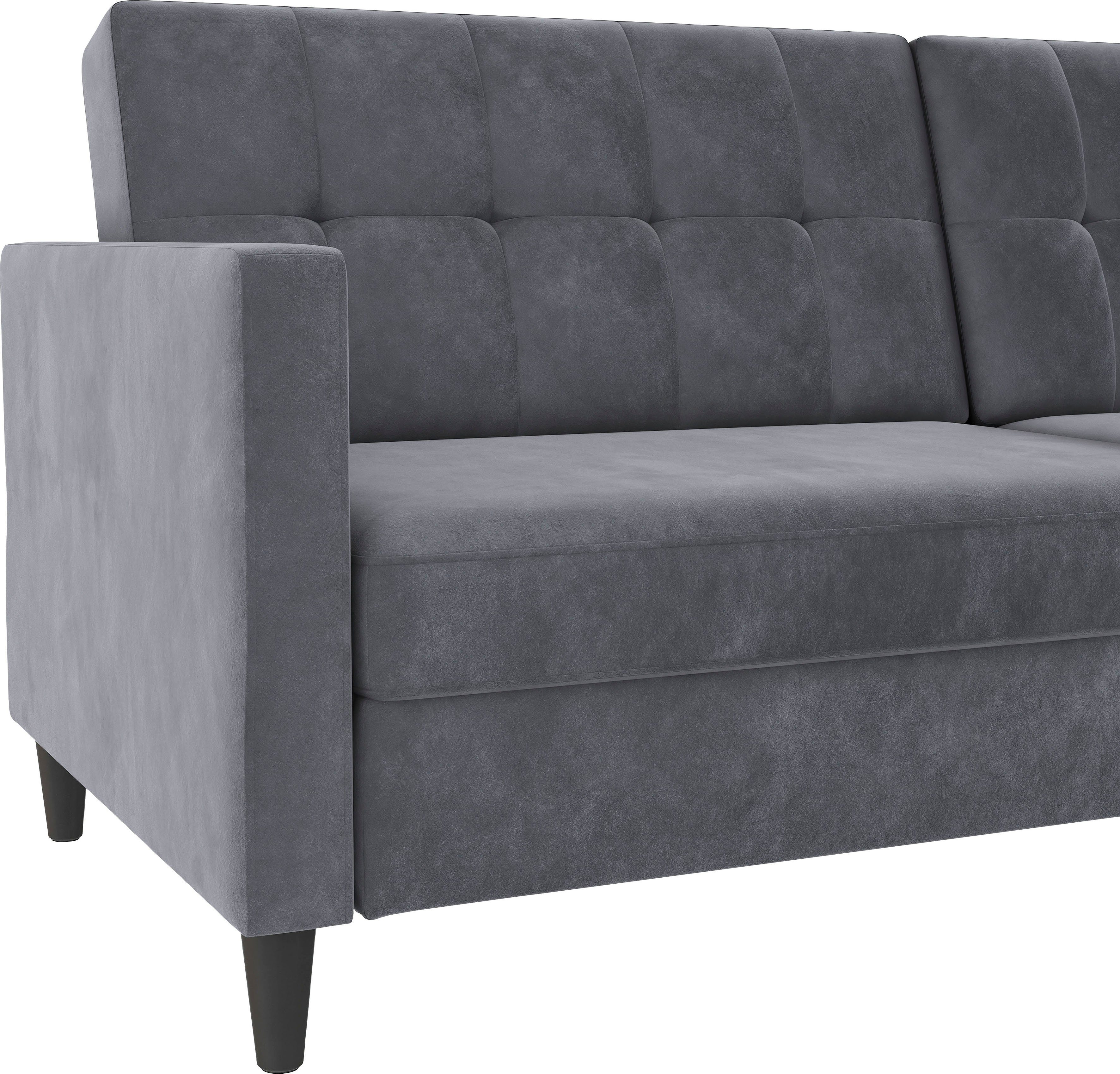 Dorel Home 3-zitsbank Hartford II Slaapfunctie, rugleuning 2-delig, 3-voudig verstelbaar, zithoogte 43 cm