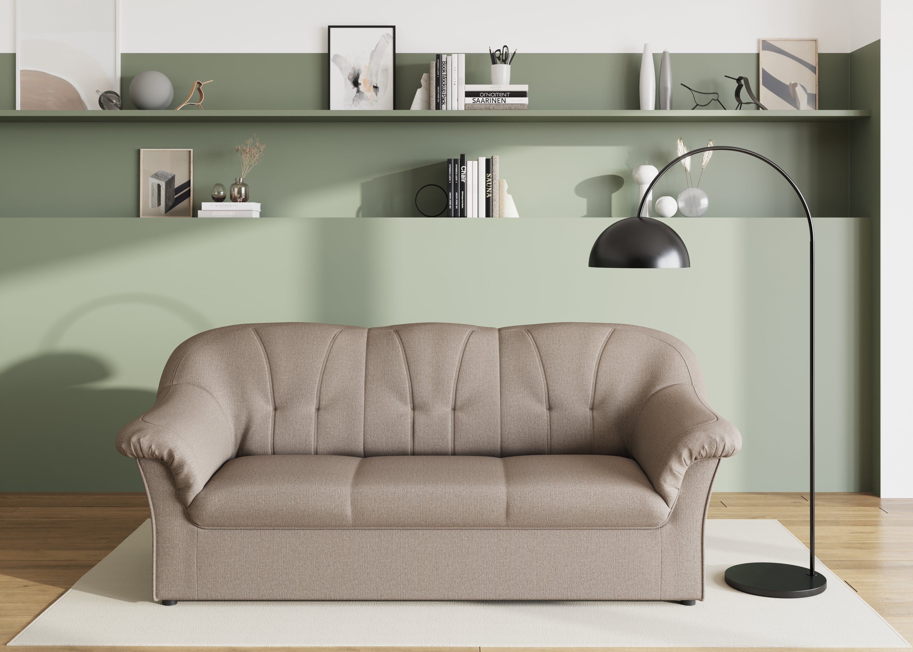 DOMO collection 3-zitsbank Pegnitz voor kleine ruimtes, breedte 185cm tijdloos, elegante armleuningen, comfortabel