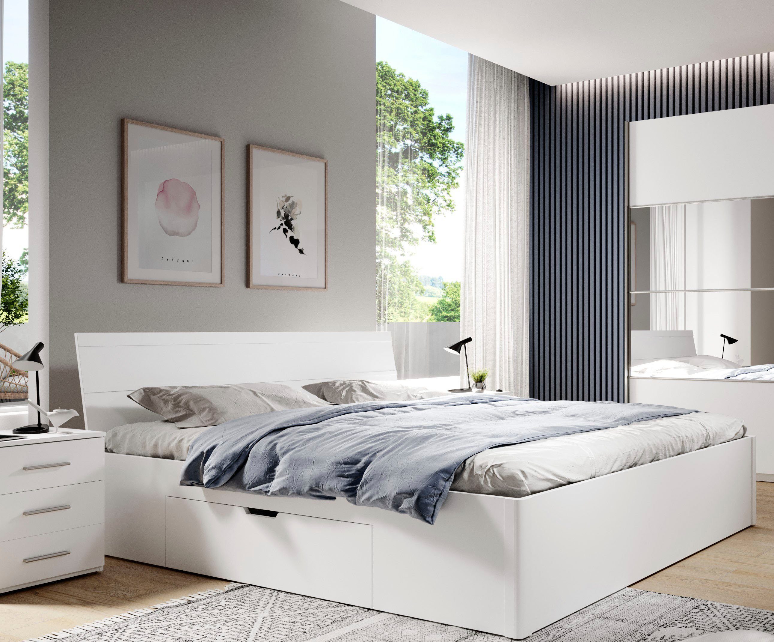 INOSIGN Ledikant met bergruimte Beta, breedte 160 of 180cm, moderne bedopstelling met 2 lades