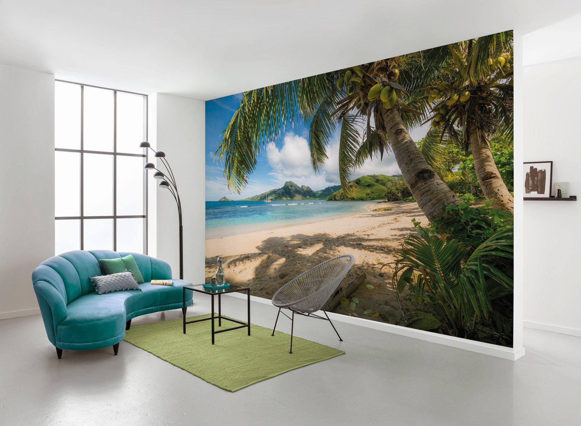 Komar Vliesbehang Digitale print vlies - Strandoase Südsee - Afmeting 450 x 280 cm (9 stuks)