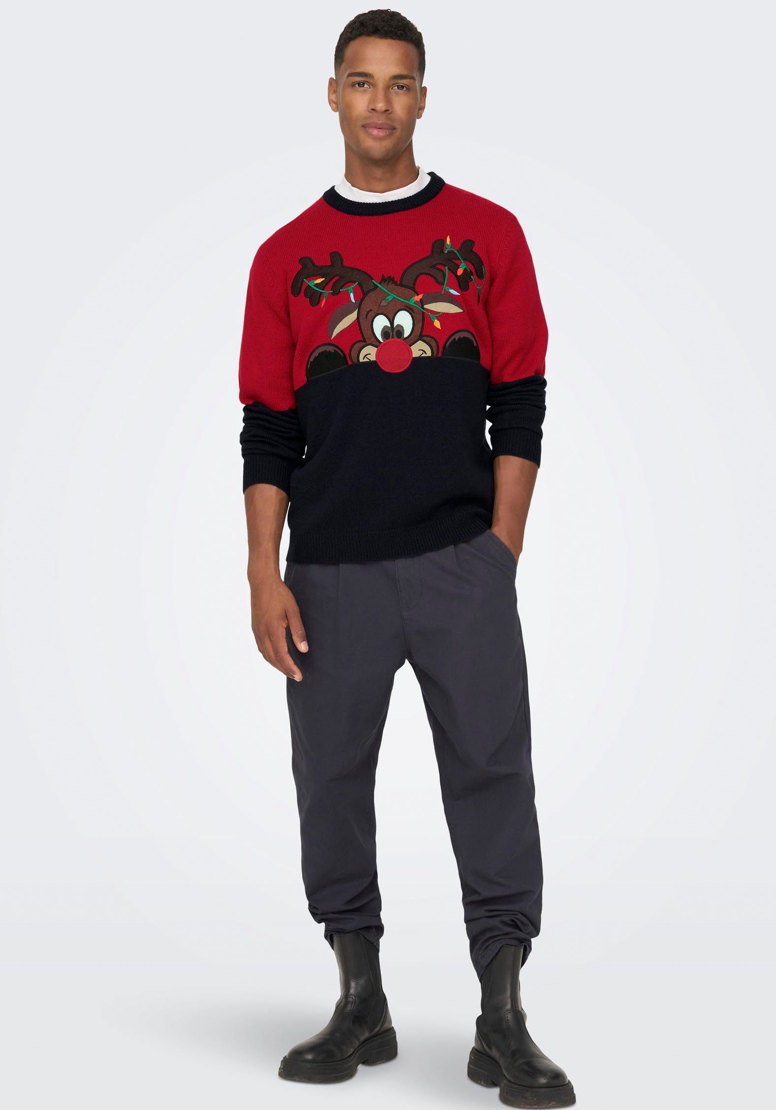 ONLY & SONS Kersttrui met boord aan mouwen en zoom