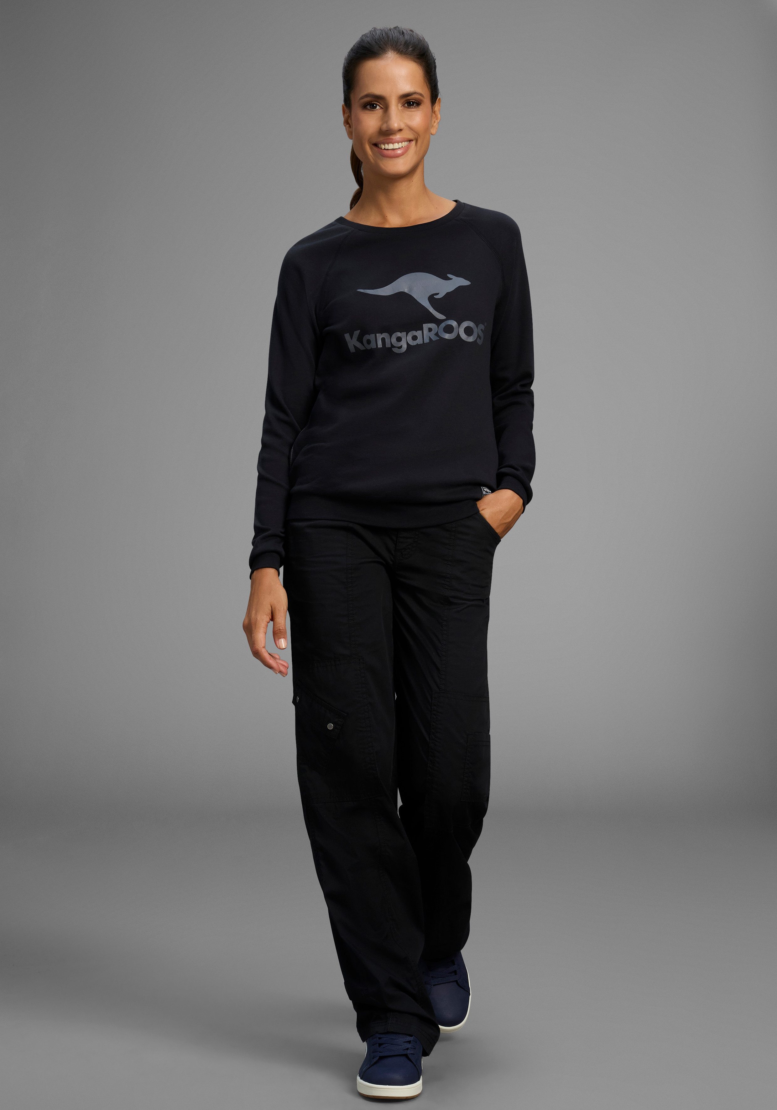 KangaROOS Sweatshirt Lange mouwen, figuurvolgende snit, met print, ronde hals