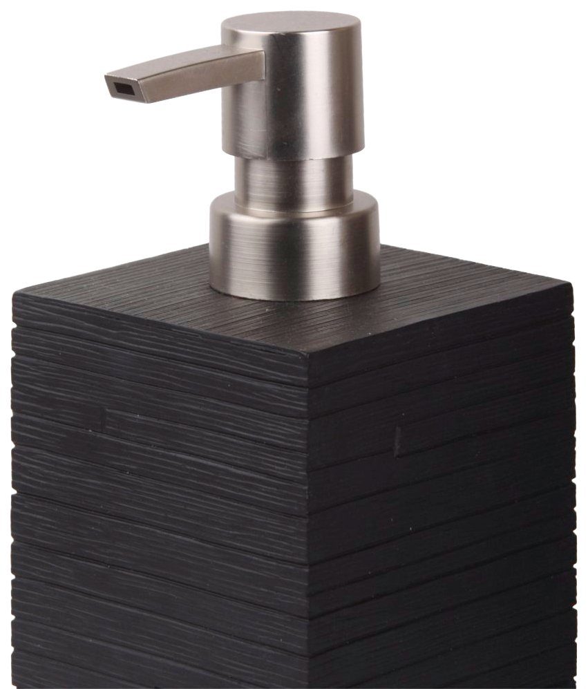 Sanilo Set badkameraccessoires Calero black bestaand uit zeepdispenser en toiletborstel, geribbeld (combi-set, 2-delig)
