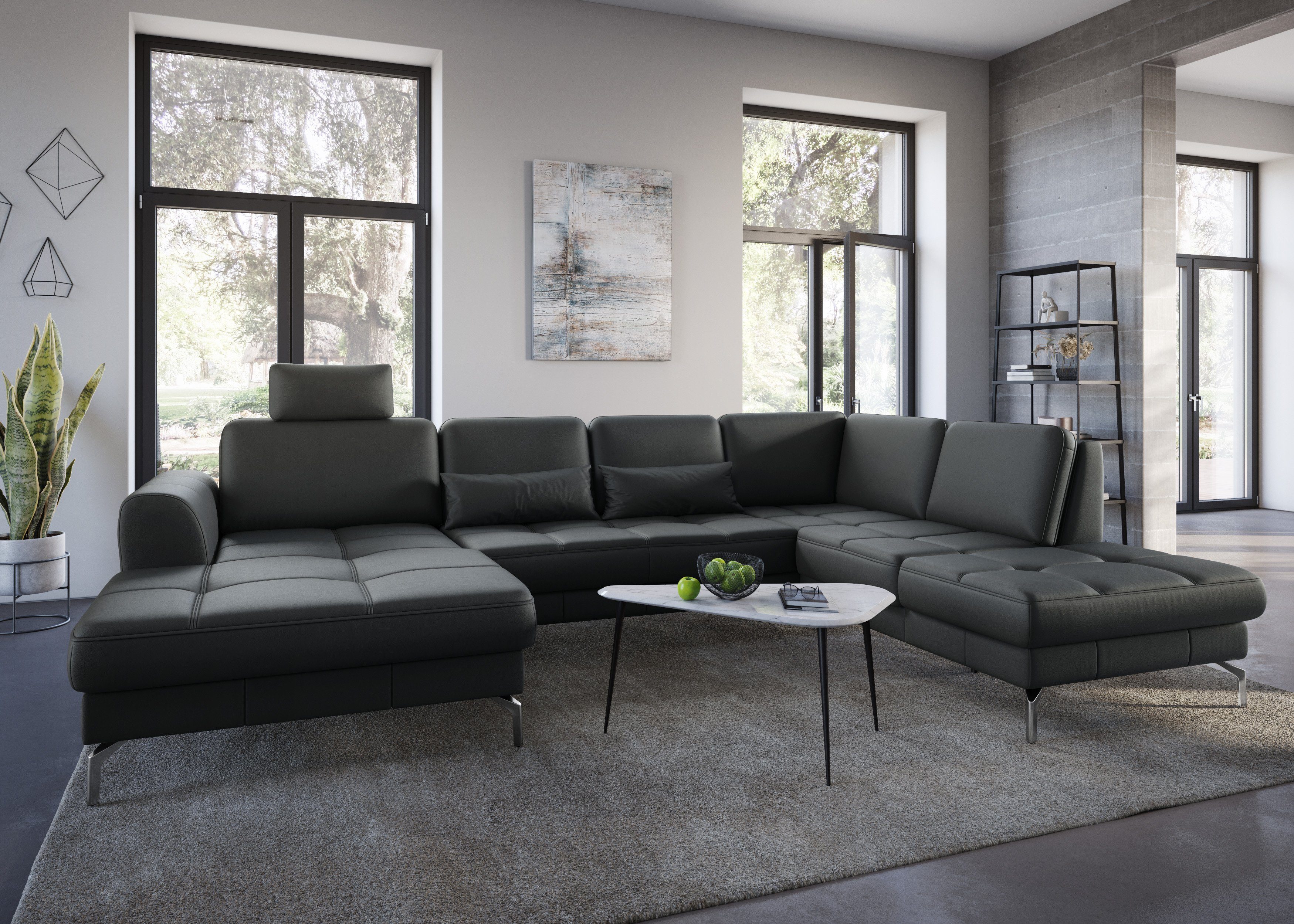 sit&more Zithoek Bendigo U-vorm inclusief zitdiepteverstelling, bodemvrijheid 15 cm, in 2 pootkleuren