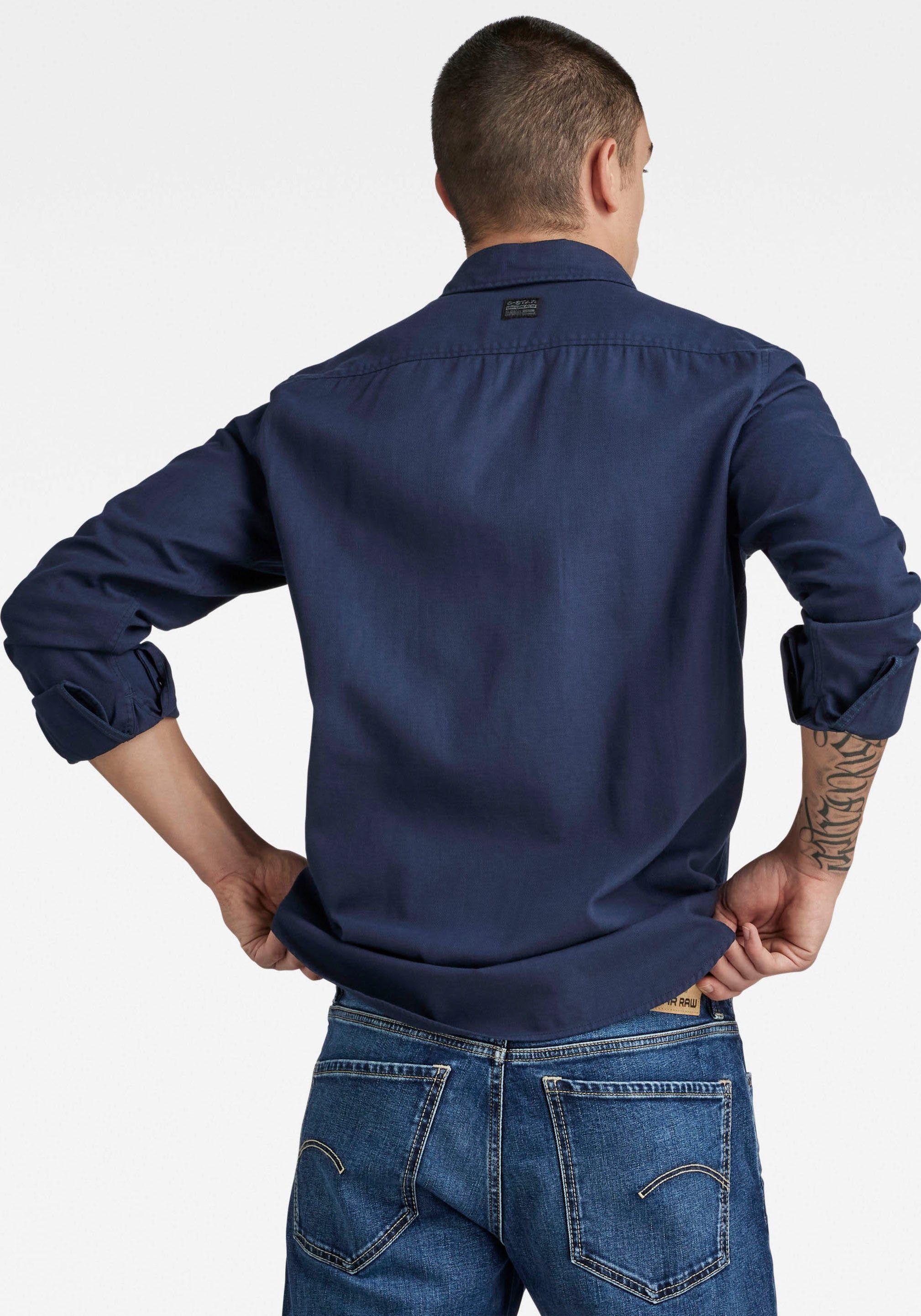G-Star RAW Jeans overhemd Marine Slim met klepzakken