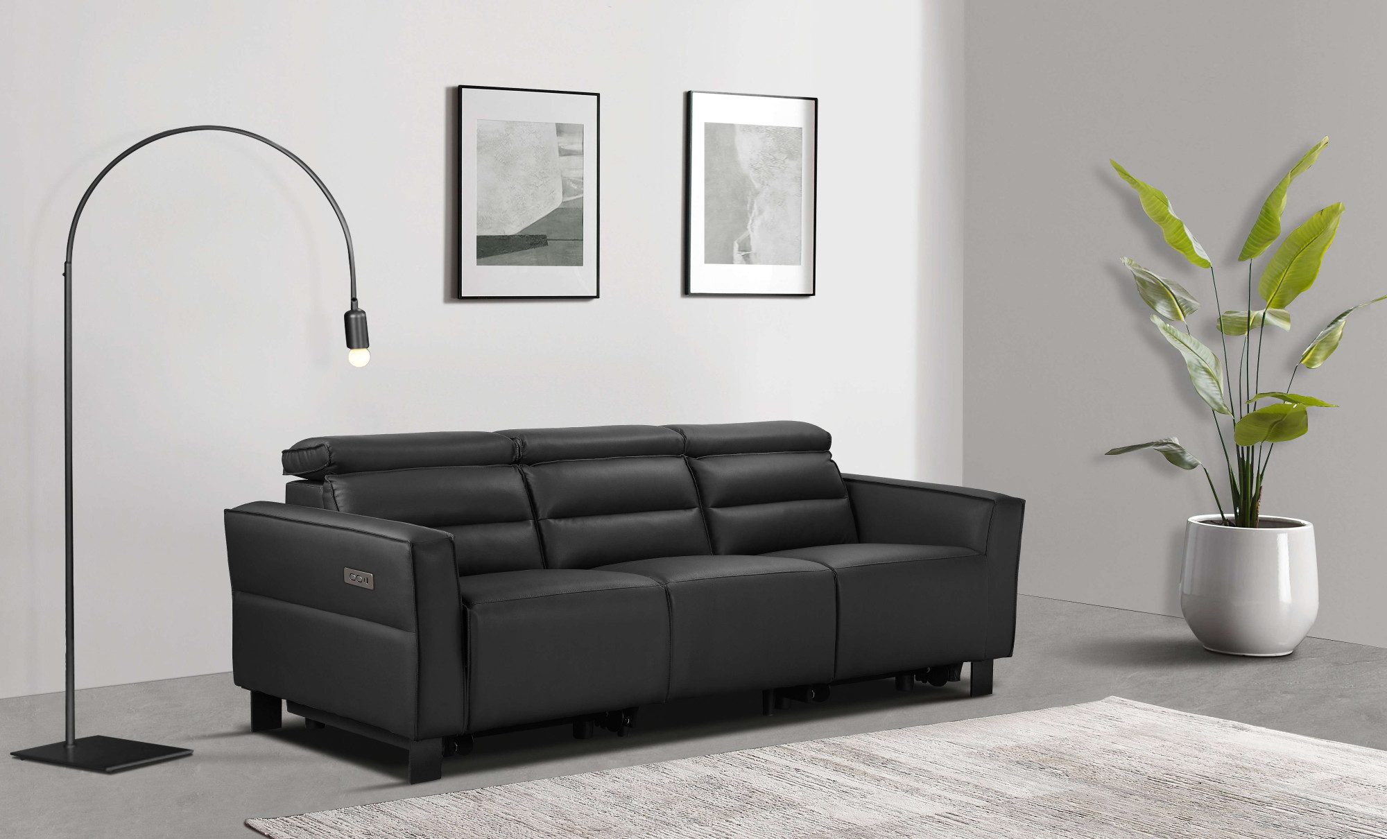 Places of Style 3-zitsbank Carpari, 224 cm, handmatige of elektrische relaxfunctie in 2 zitplaatsen