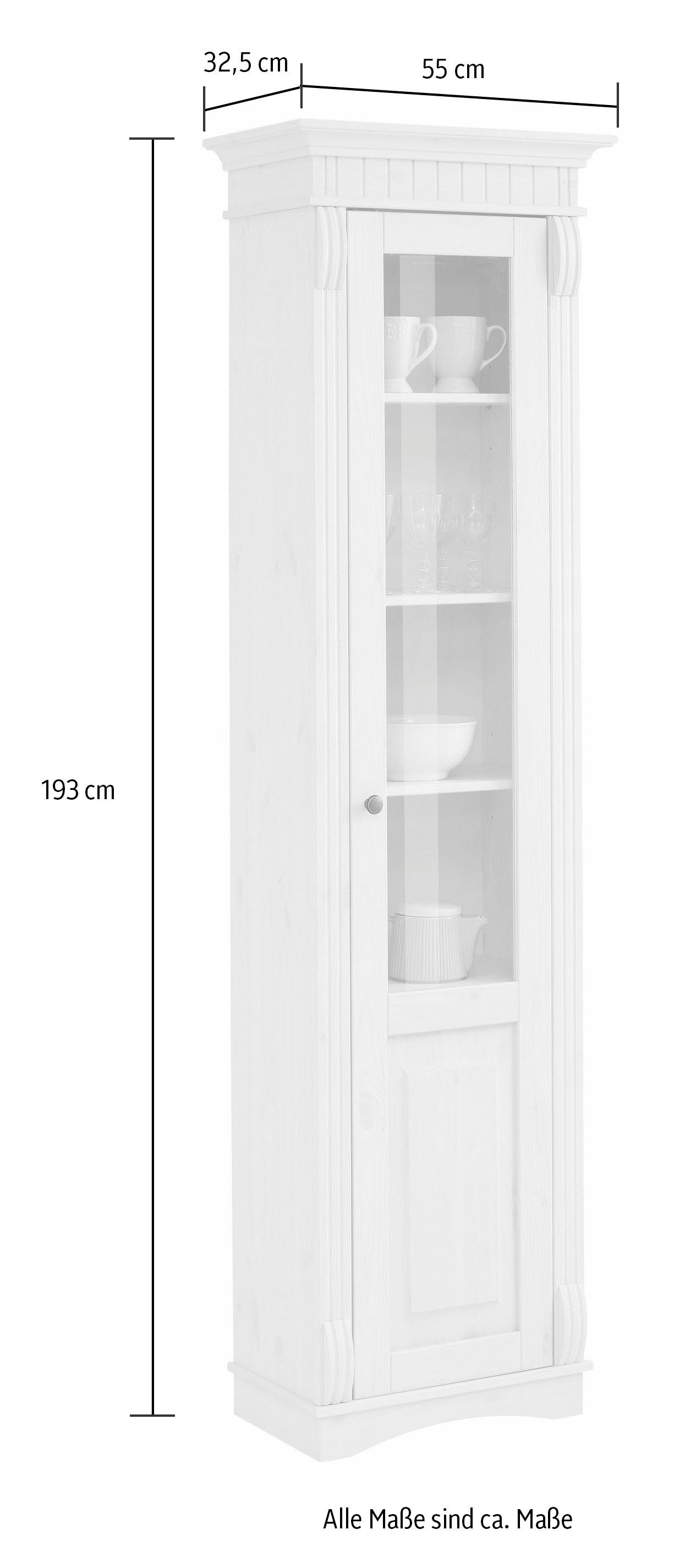 Home affaire Vitrinekast Teresa met 1 glazen deur, hoogte 193 cm, van massief grenen, fsc®