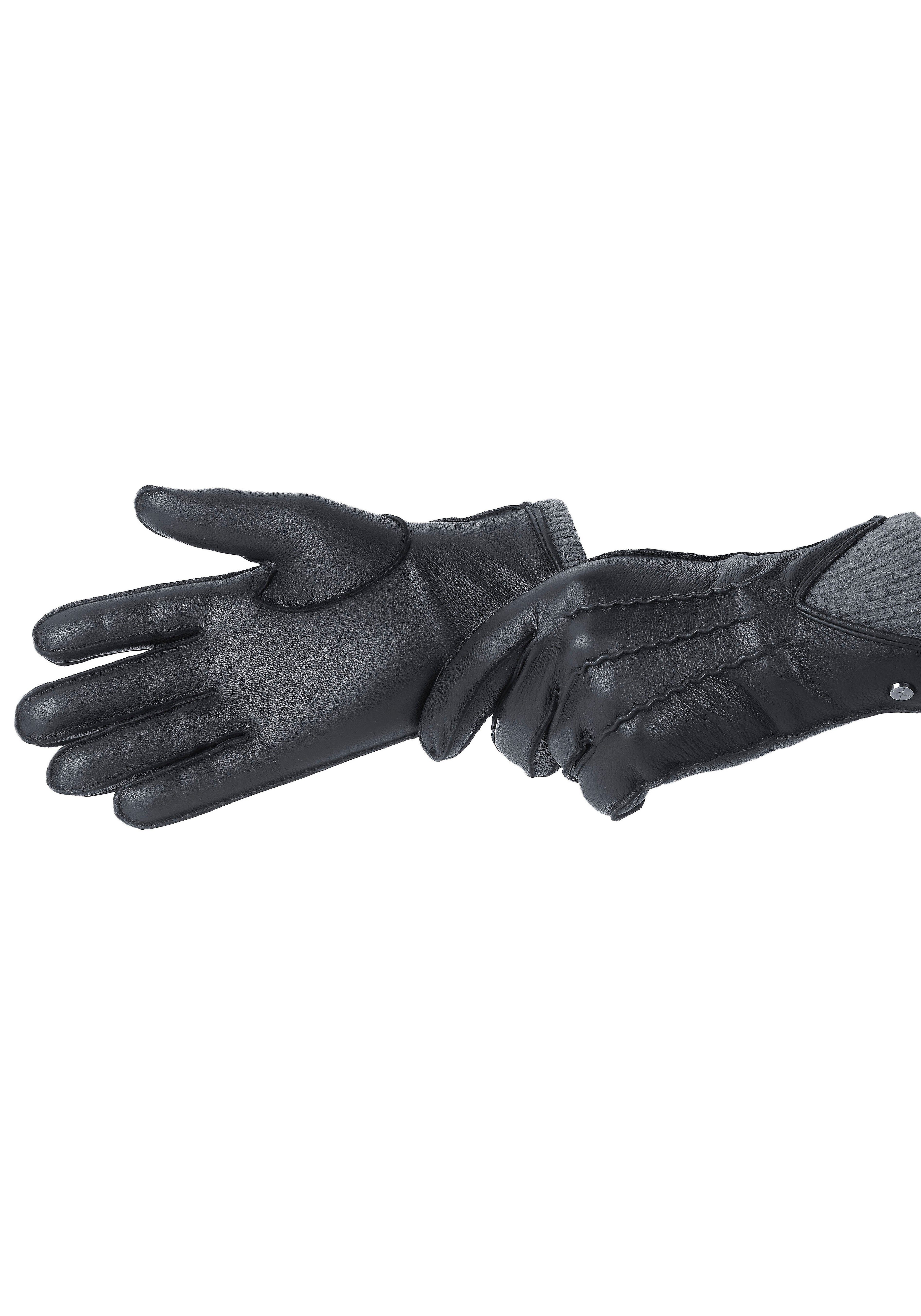 PEARLWOOD Leren handschoenen John Elastische band met decoratieve stiknaad