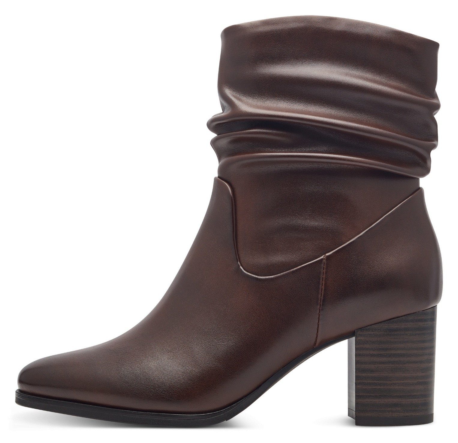 Marco Tozzi Laarsjes ANGIO blokhak, business schoen met plooien in slouchy look
