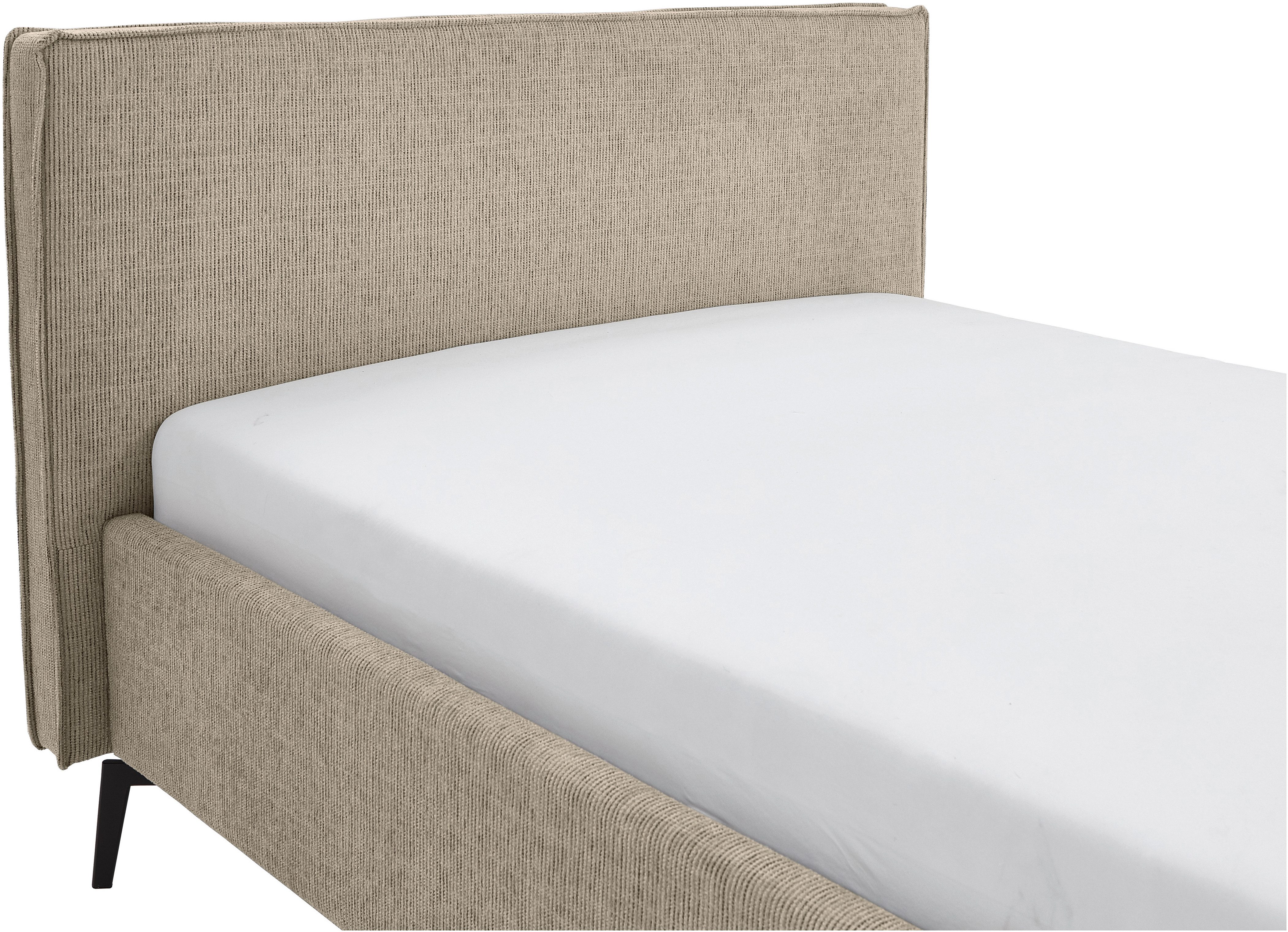 meise.möbel Gestoffeerd bed Riva II met zwarte metalen poten, naar keuze met bedkist