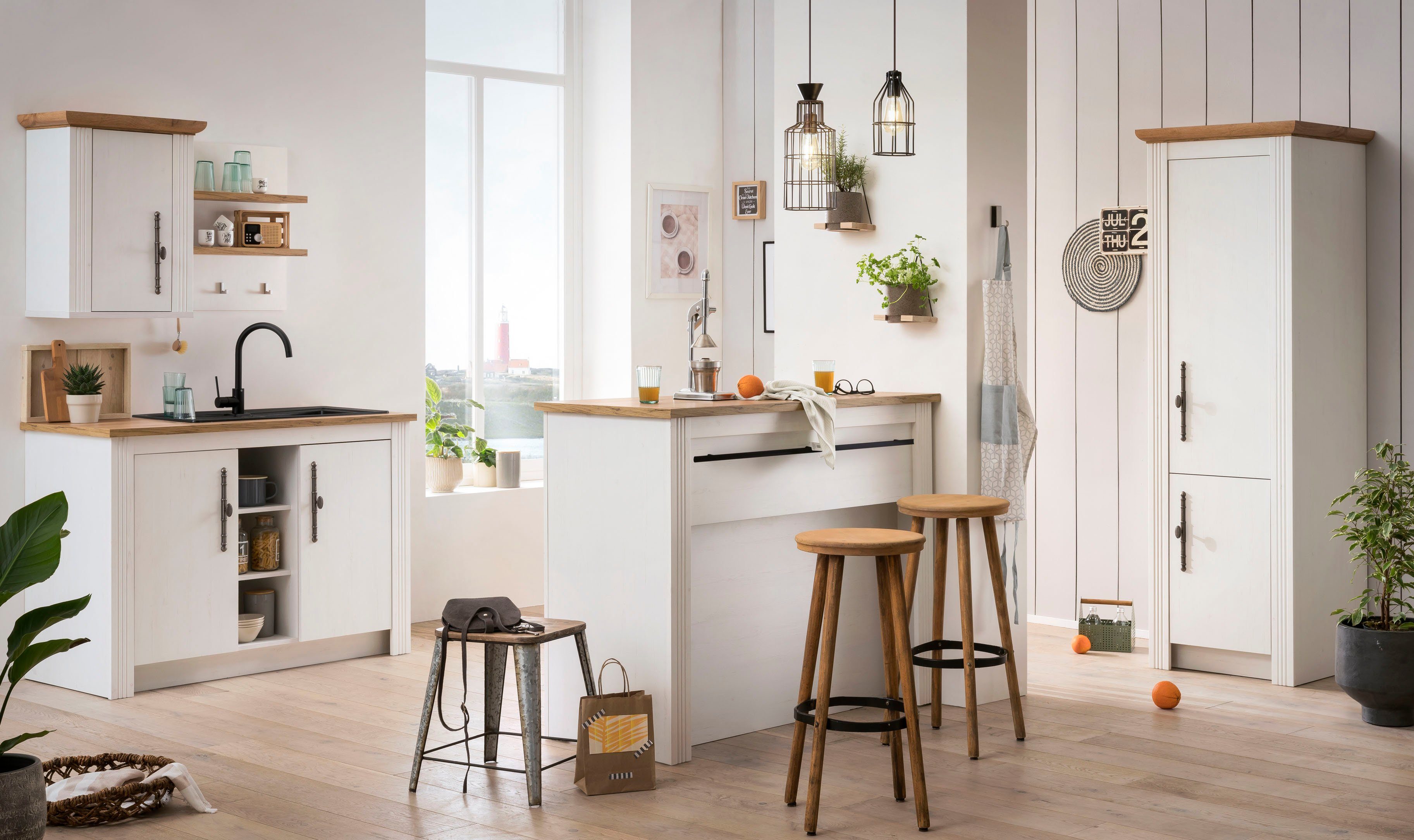 Kochstation Hoge kast KS-Westminster in romantische landelijke stijl, hoogte 202 cm, exclusief by otto