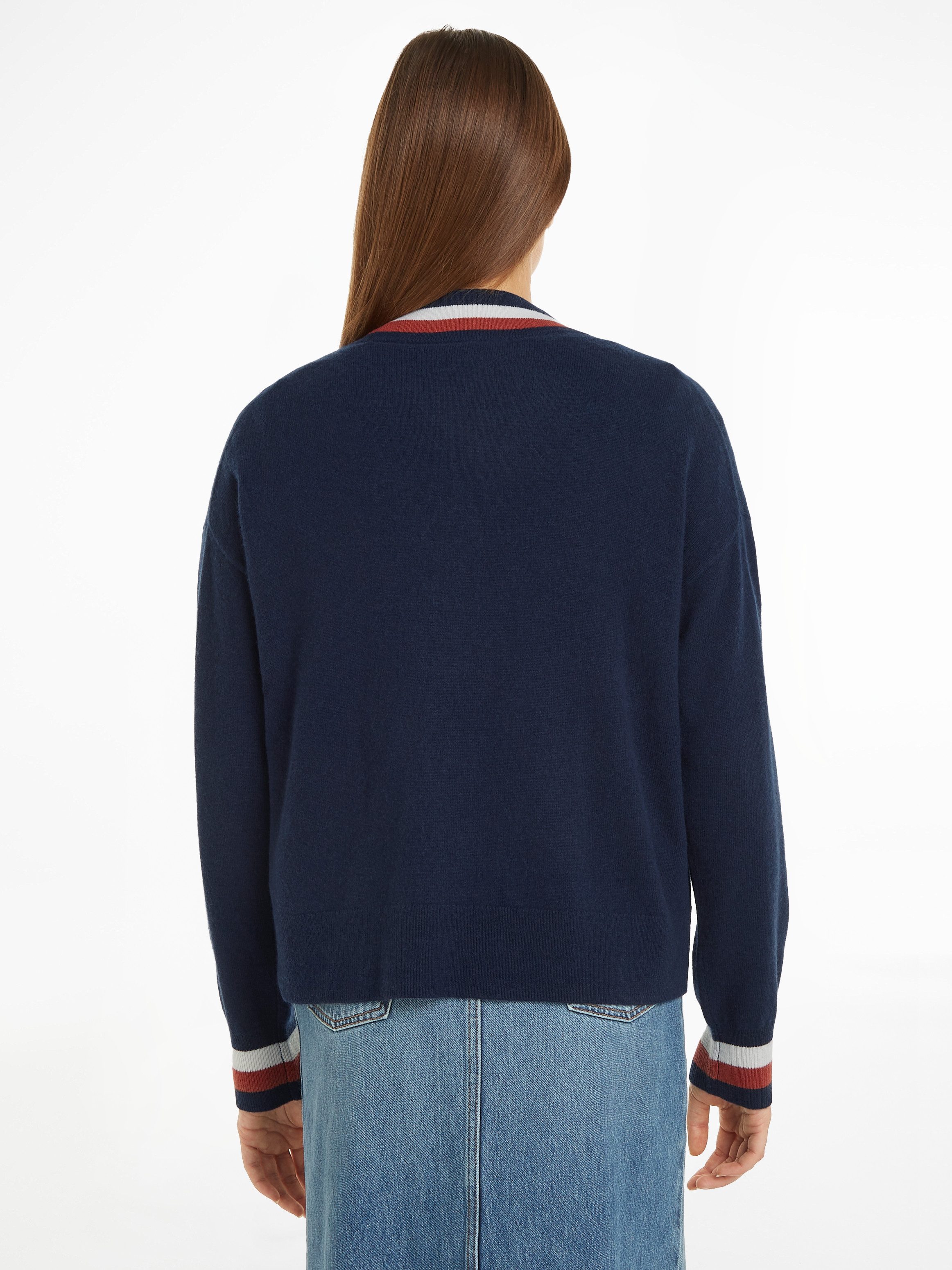 Tommy Hilfiger Vest GLOBAL STP WOOL CASH CARDIGAN met tommy hilfiger global stripe (Global Serie TH VROUWEN)