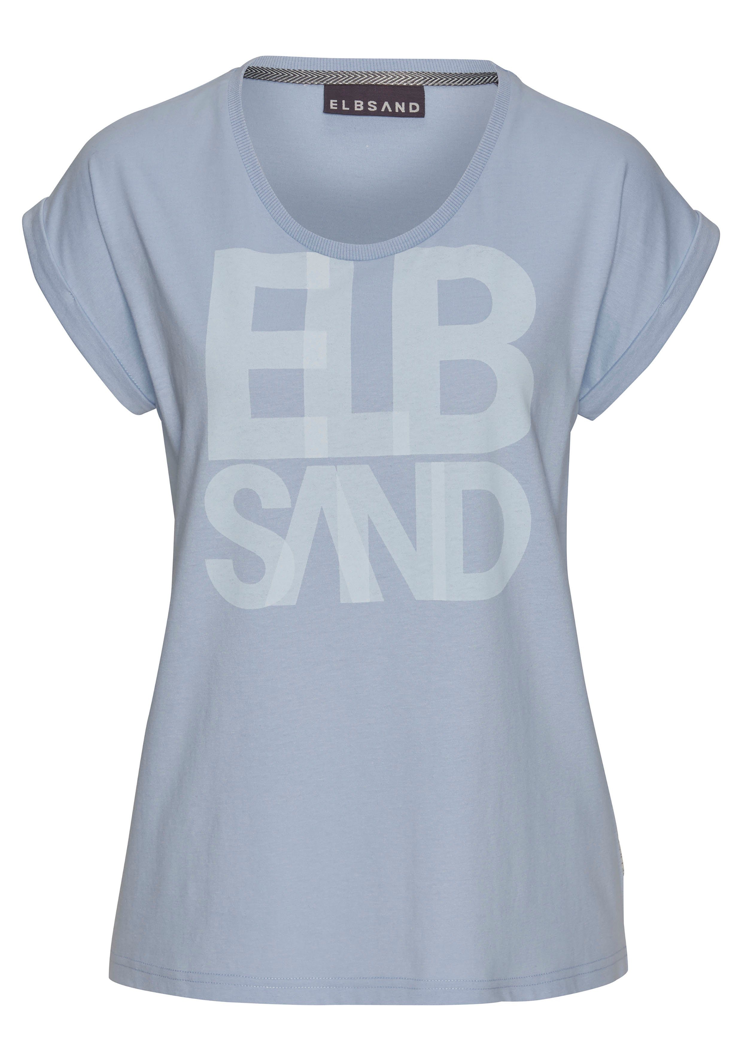 Elbsand T-shirt Eldis met logoprint korte mouwen shirt van katoenmix sportief-casual