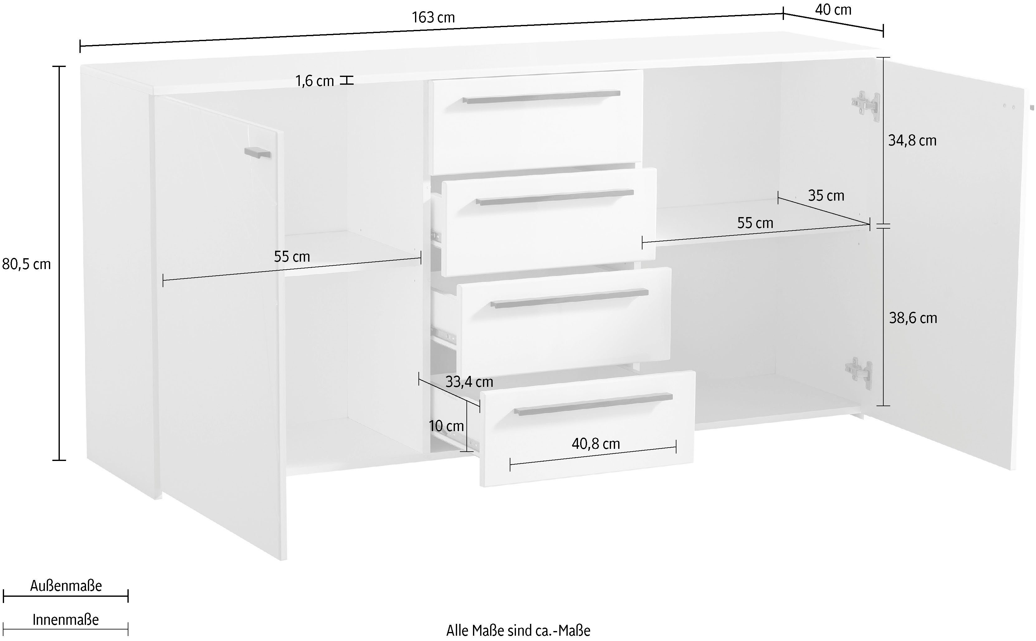 INOSIGN Kast met laden en deuren Ksanti Met 4 laden, hoogglanzend front