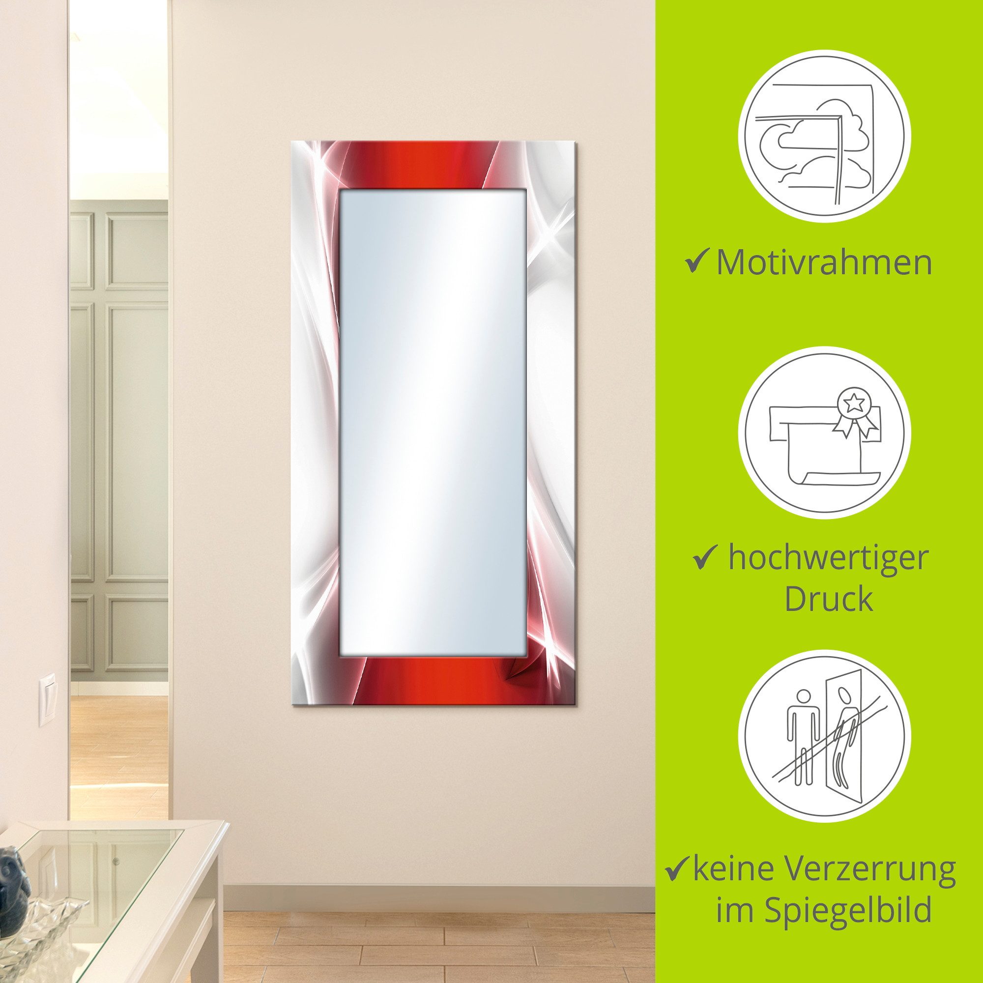 Artland Sierspiegel Creatief element rood Wandspiegel, spiegel met lijst voor het hele lichaam met motiefrand, halspiegel