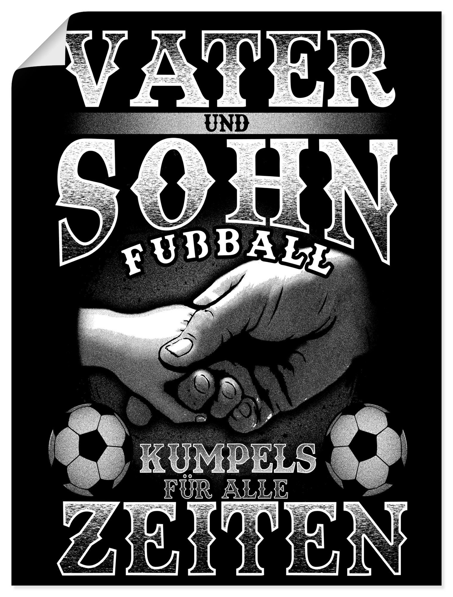 Artland Artprint Vader en zoon voetbal kameraden als artprint van aluminium, artprint voor buiten, poster in diverse formaten foto schilderijen maat