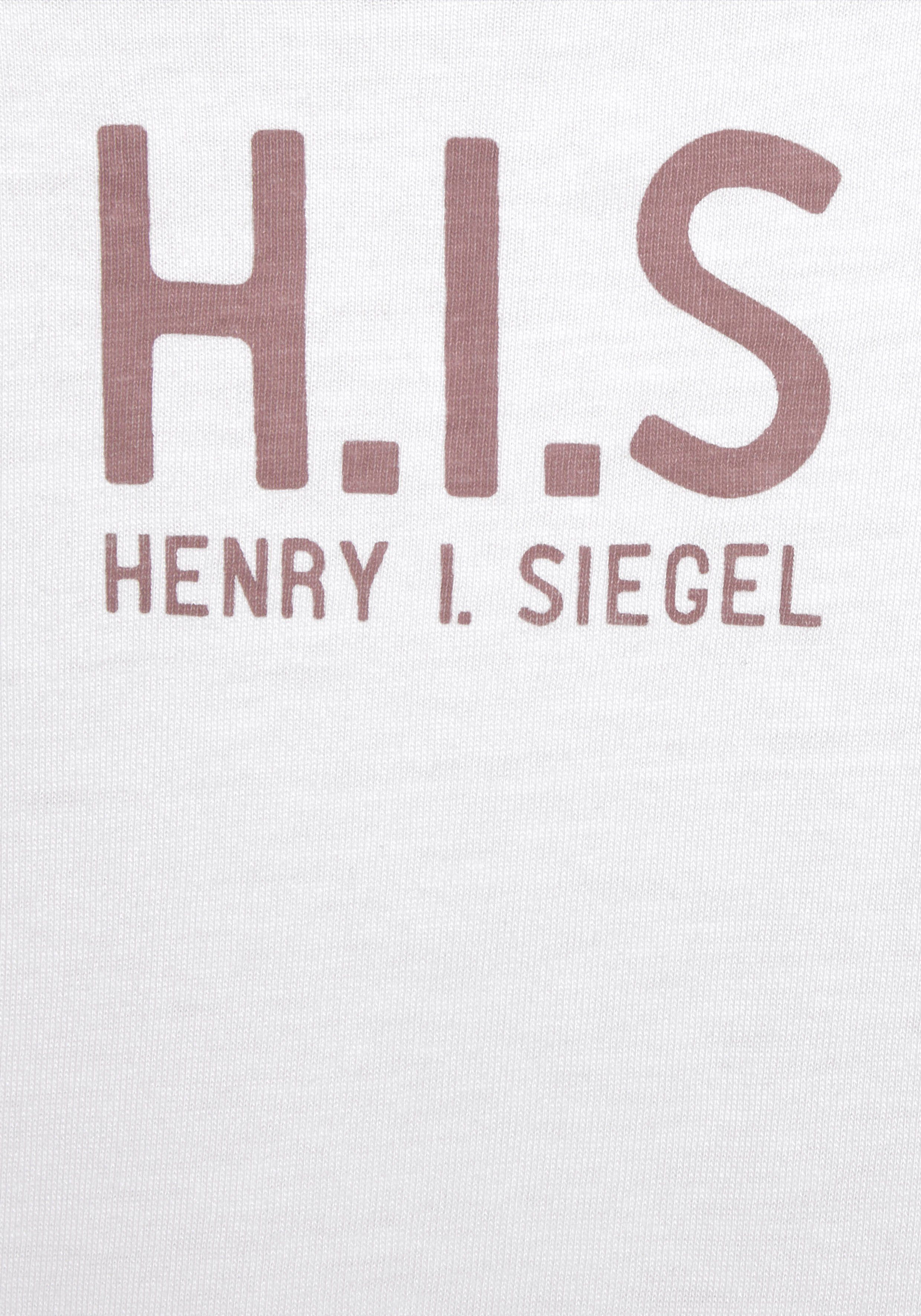 H.I.S Shirt met korte mouwen met logoprint achter en cut-outs op de schouders katoenmix