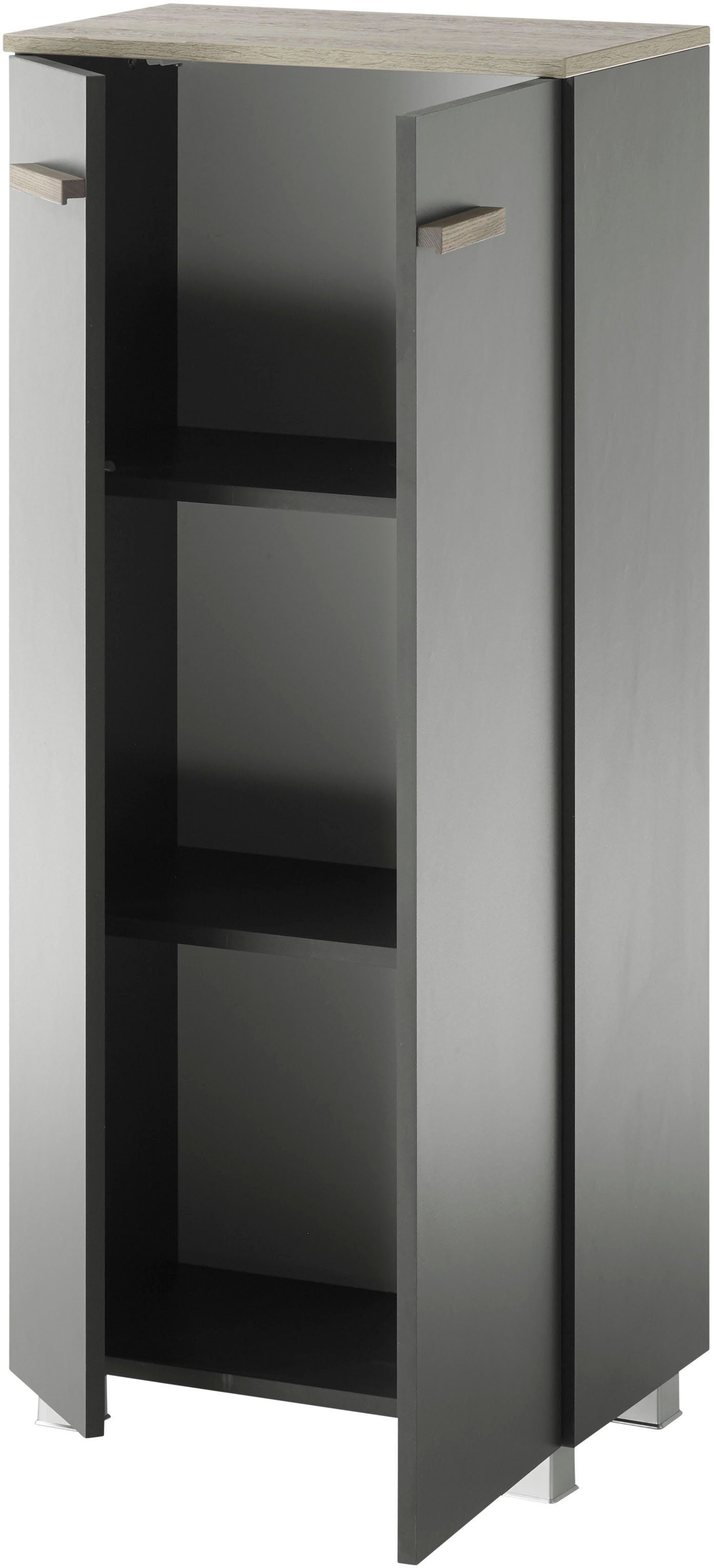 Places of Style Badkamerserie SOLiD, Badmöbel-Set, Bad im modernen Design, 3-teiliges Badezimmer Totale breedte 130 cm, wastafelonderkast met inbouw-wasbak, halfhoge kast (3-delig)