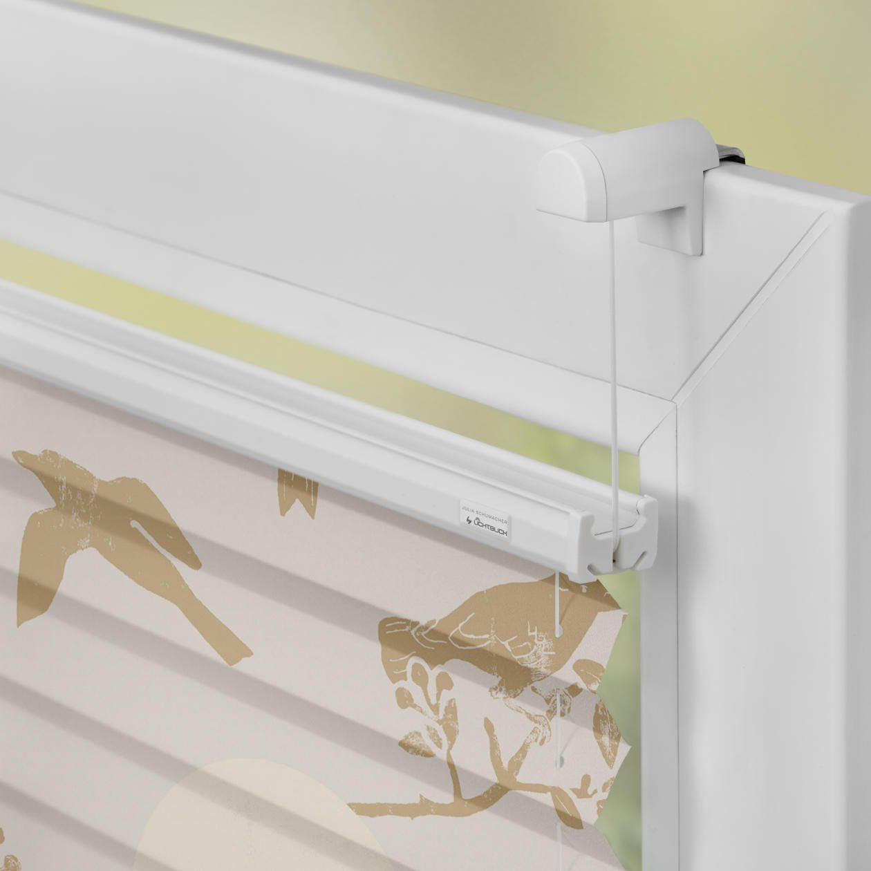LICHTBLICK Plissé Klemmfix, zonder boren, ondoorzichtig, Moon Birds - beige (1 stuk)