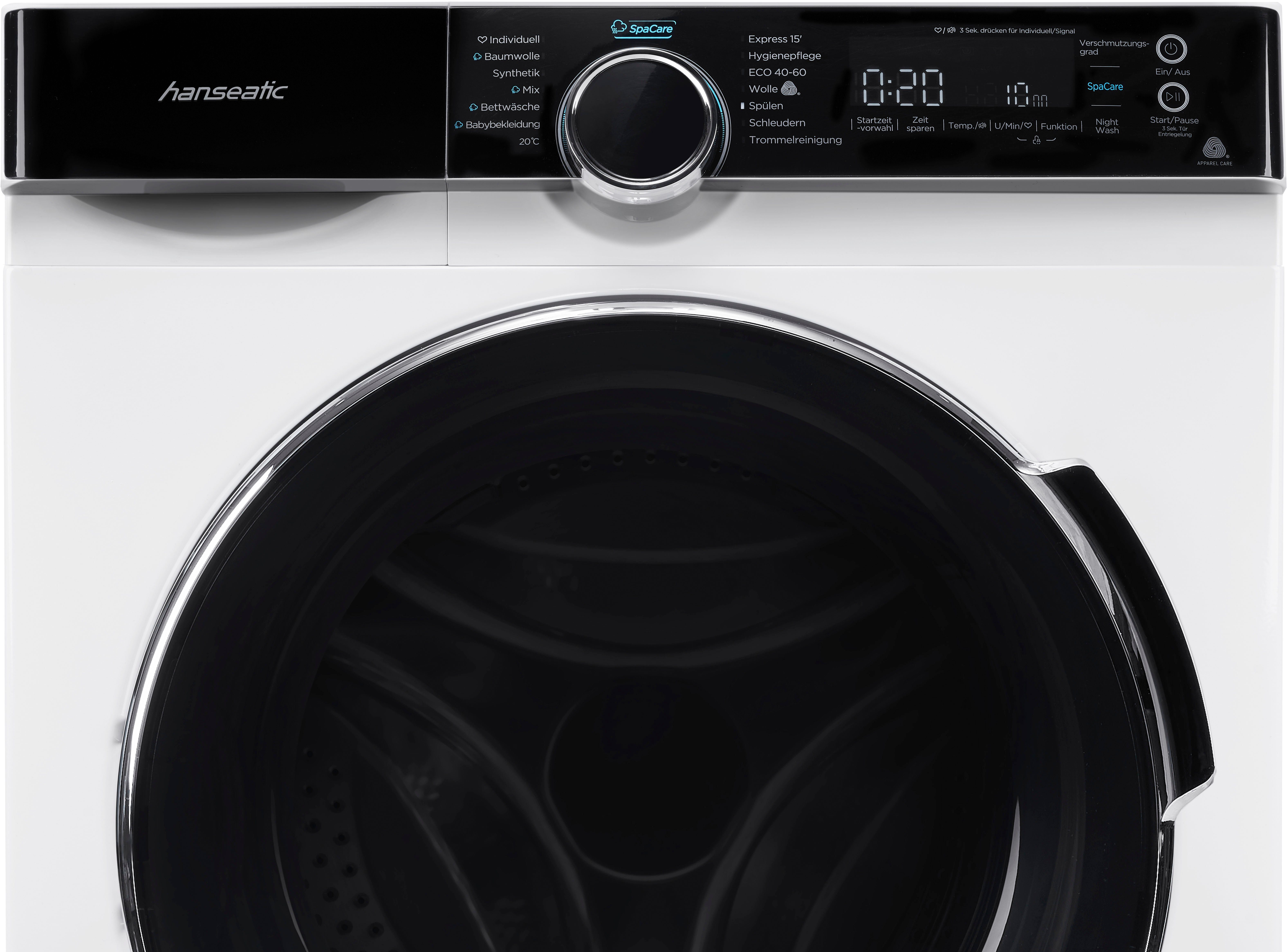 Hanseatic Wasmachine HWMK714A, Automatische dosering, nachtwasprogramma, overloopbeveiliging, stoomoptie