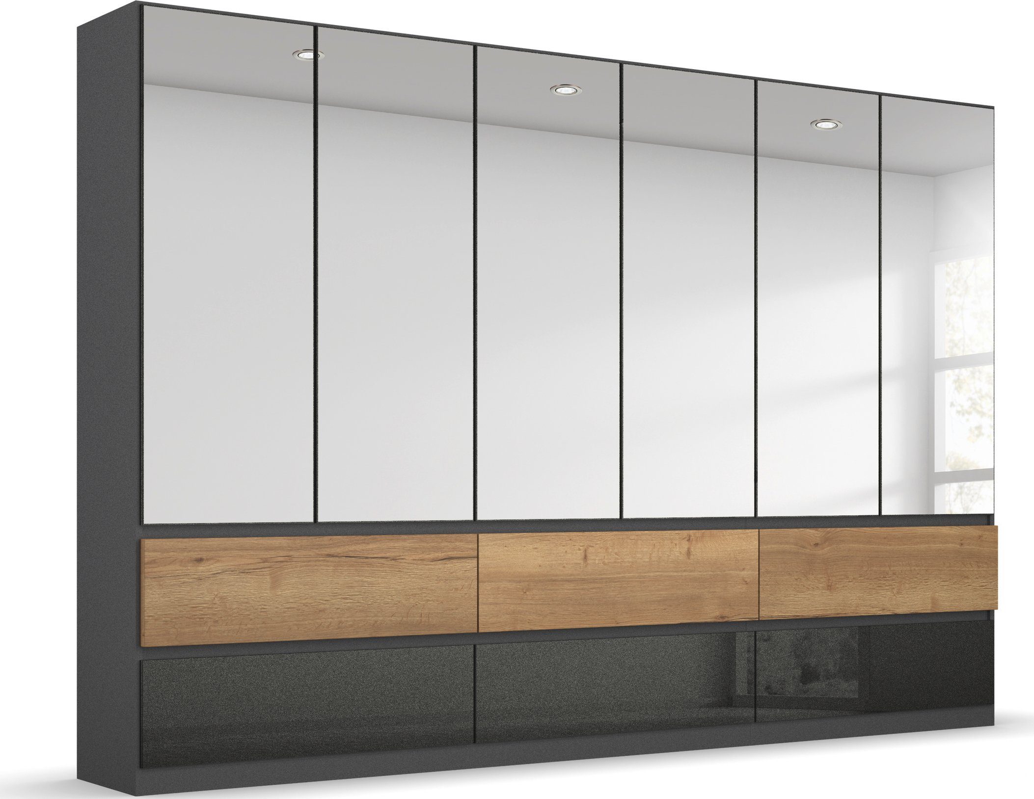 rauch Draaideurkast Winnipeg greeploos front, laden m. verzonken greep, ook met verlichting kledingkasten maat 271 cm x 210 cm x 56 cm grijs