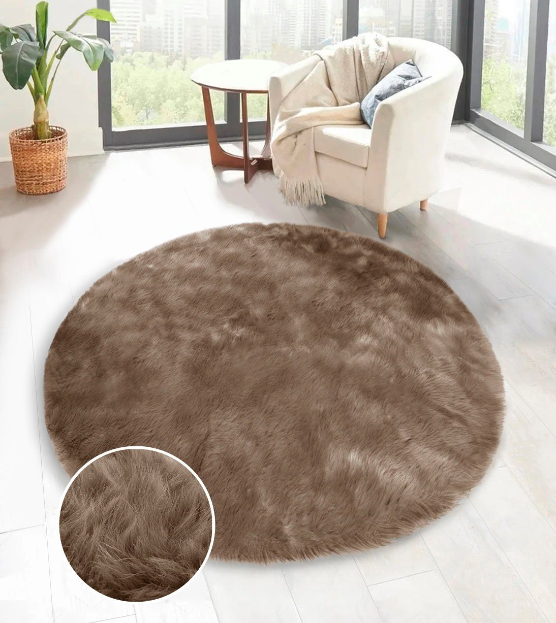 my home Hoogpolig vloerkleed Valeska vachtvloerkleed Imitatiebont, zachte vloerkleden, woonkamer, slaapkamer, eetkamer
