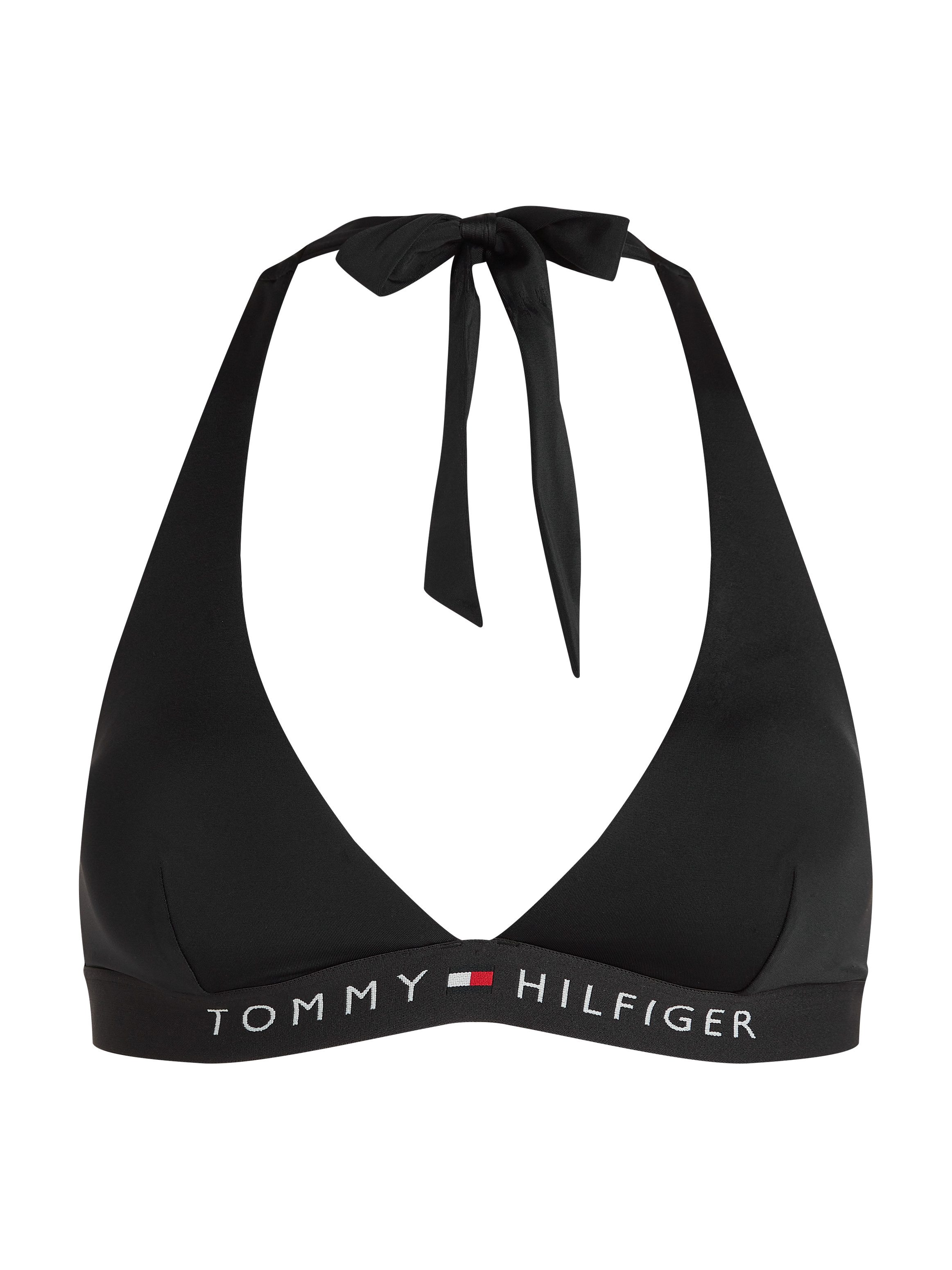 Tommy Hilfiger Swimwear Triangel-bikinitop HALTER RP met logo-opdruk, met druksluiting