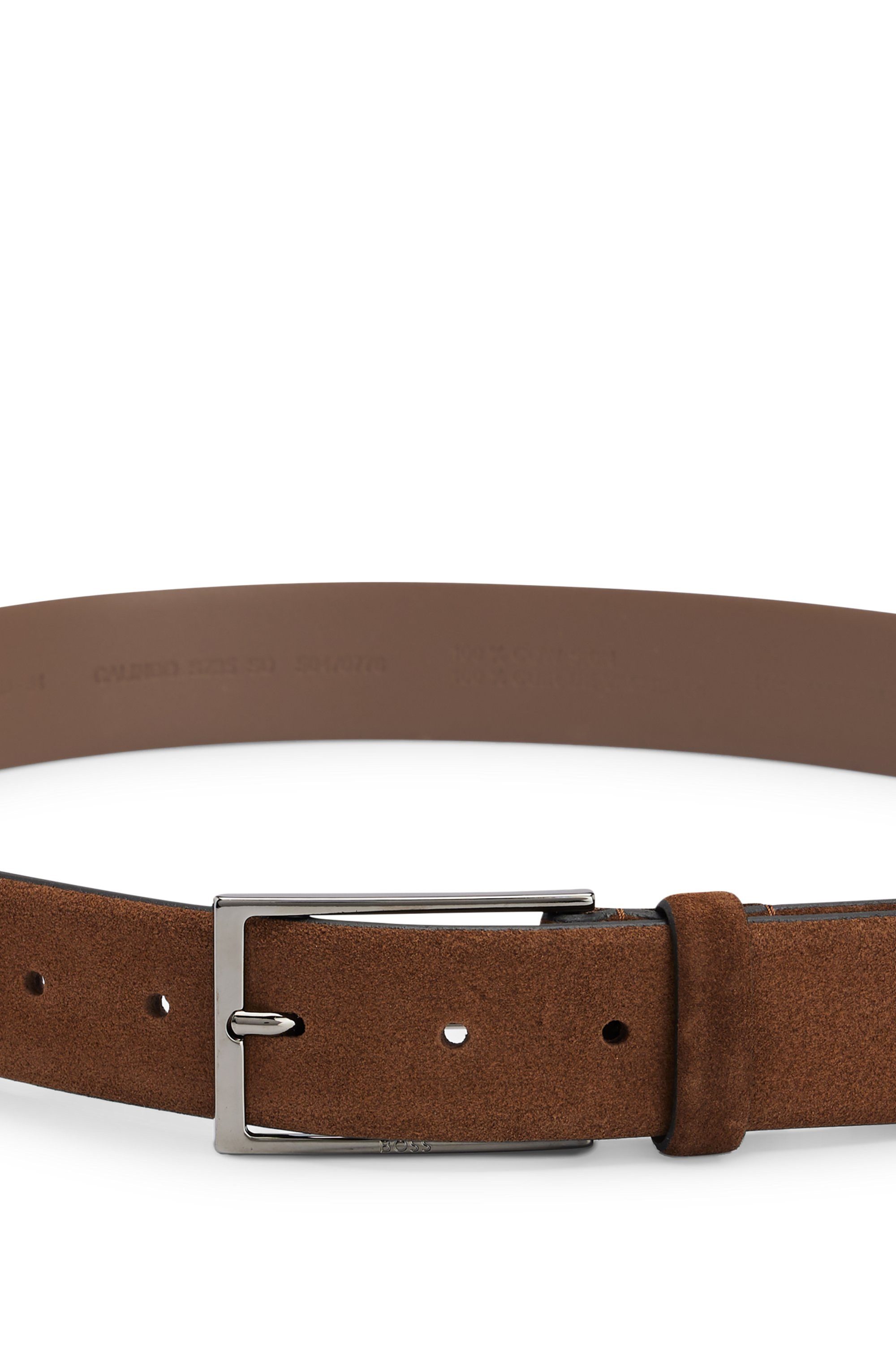Boss Leren riem Calindo van suedeleer met metalen logo-sluiting