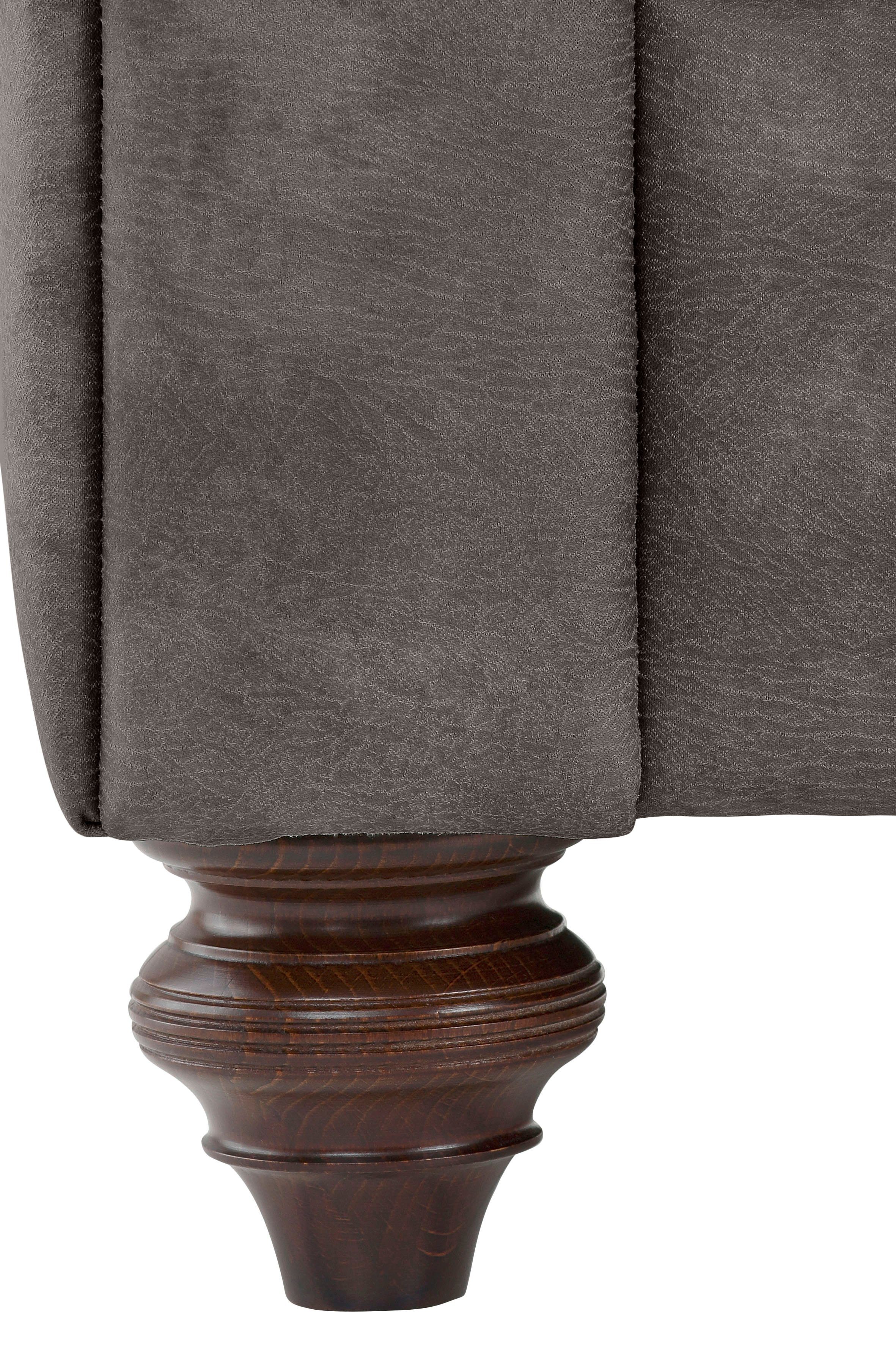 Home affaire Chesterfield-bank Chesterfield 3-zits B/D/H: 198/89/74 cm met hoogwaardige knoopdetails, ook in leer