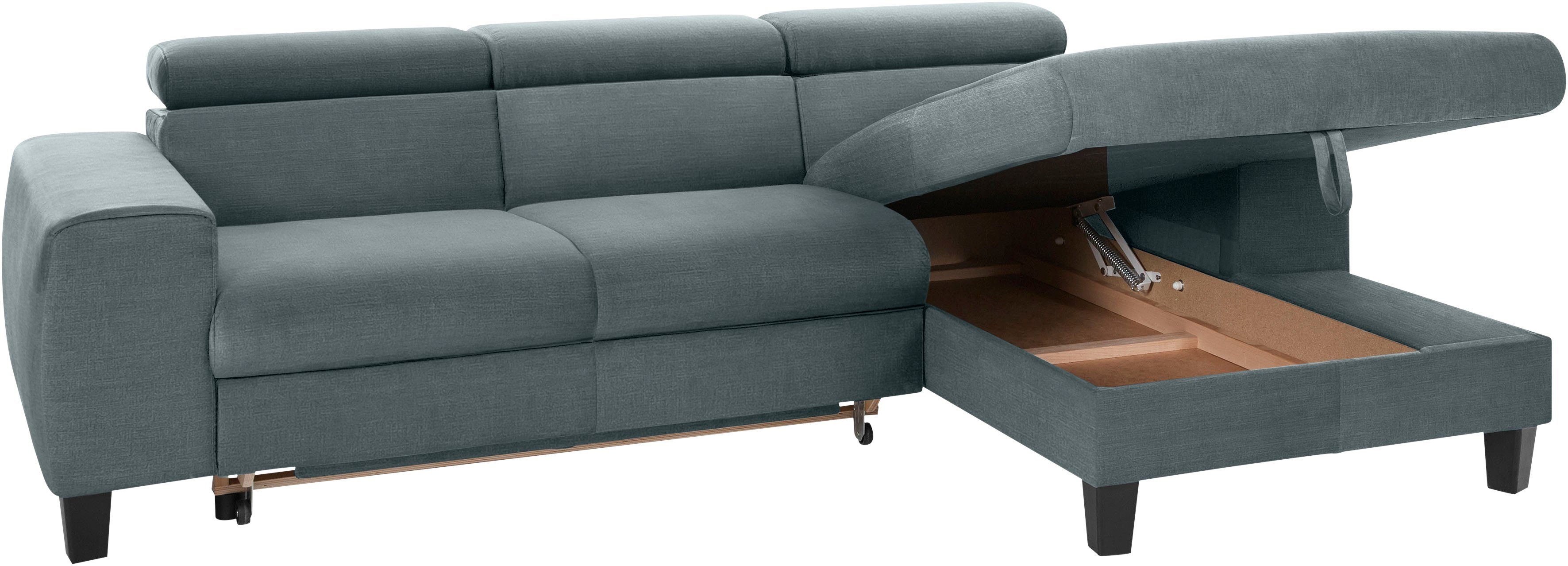 COTTA Hoekbank Morven L-vorm met hoofdeindeverstelling keuze met bedfunctie, bedlade & draadloze oplader