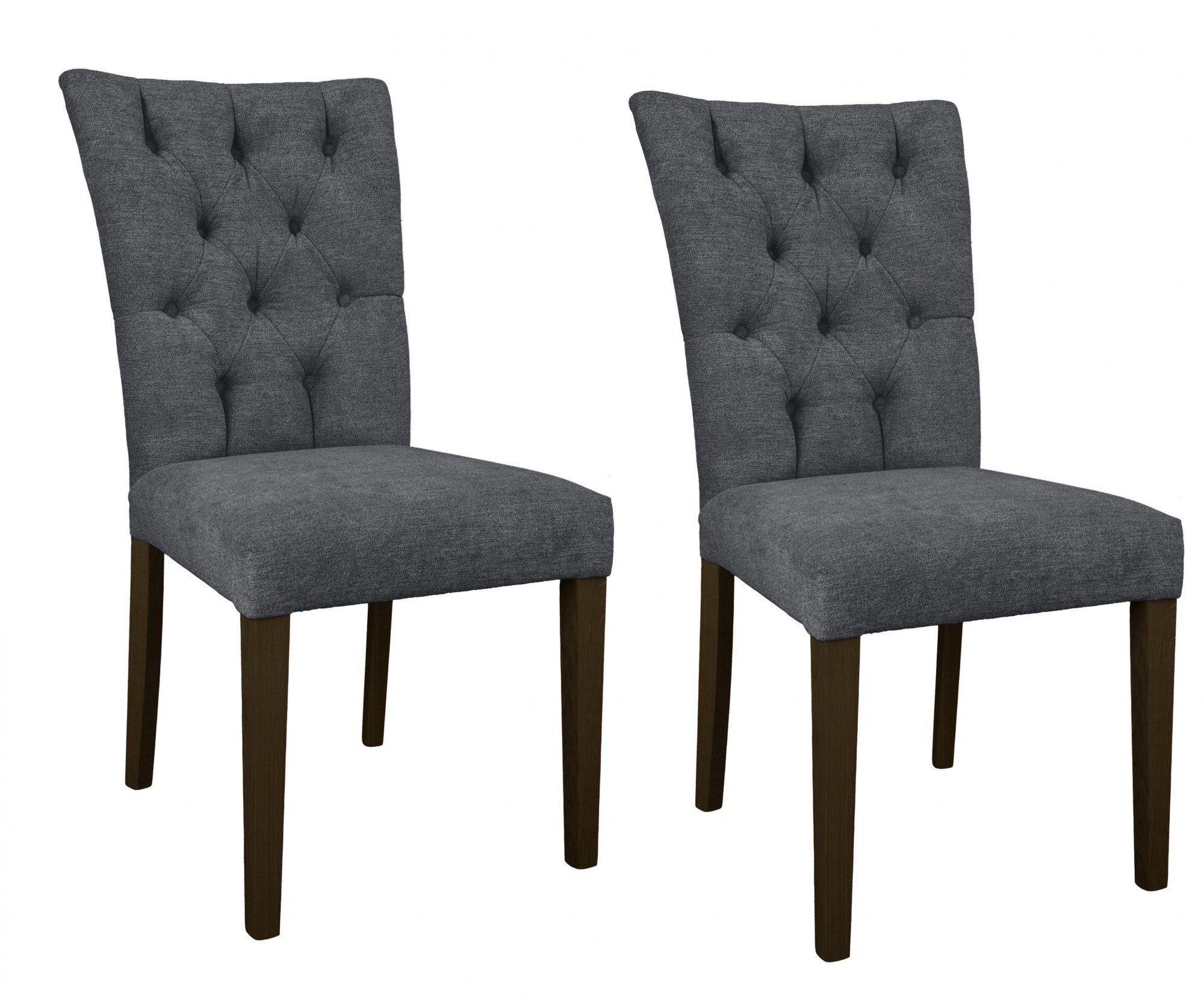 Leonique Stoel met 4 poten Peillon Met massief houten poten en met capitonnering (set, 2 stuks) houten stoelen zwart