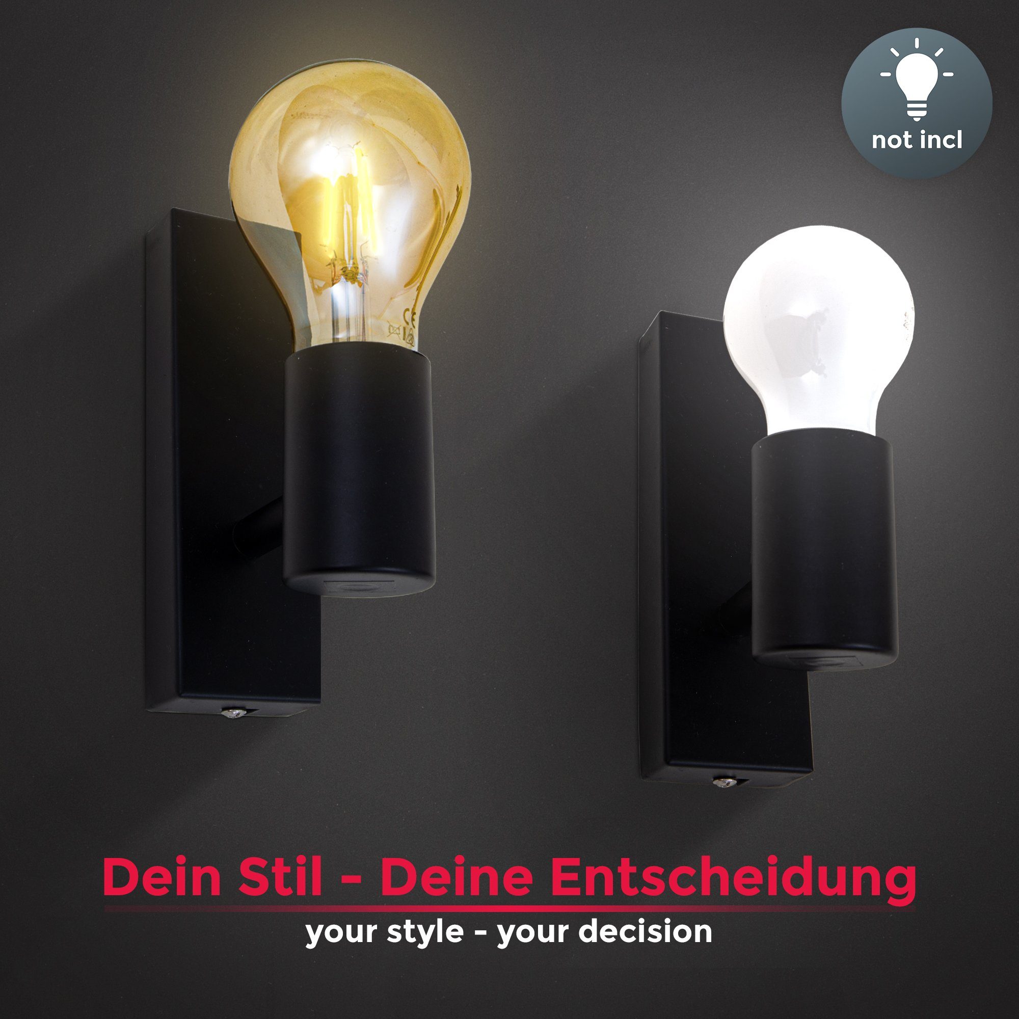 B.K.Licht Led-wandlamp Retro wandlamp vintage wandspot mat industrieel woonkamer gang E27