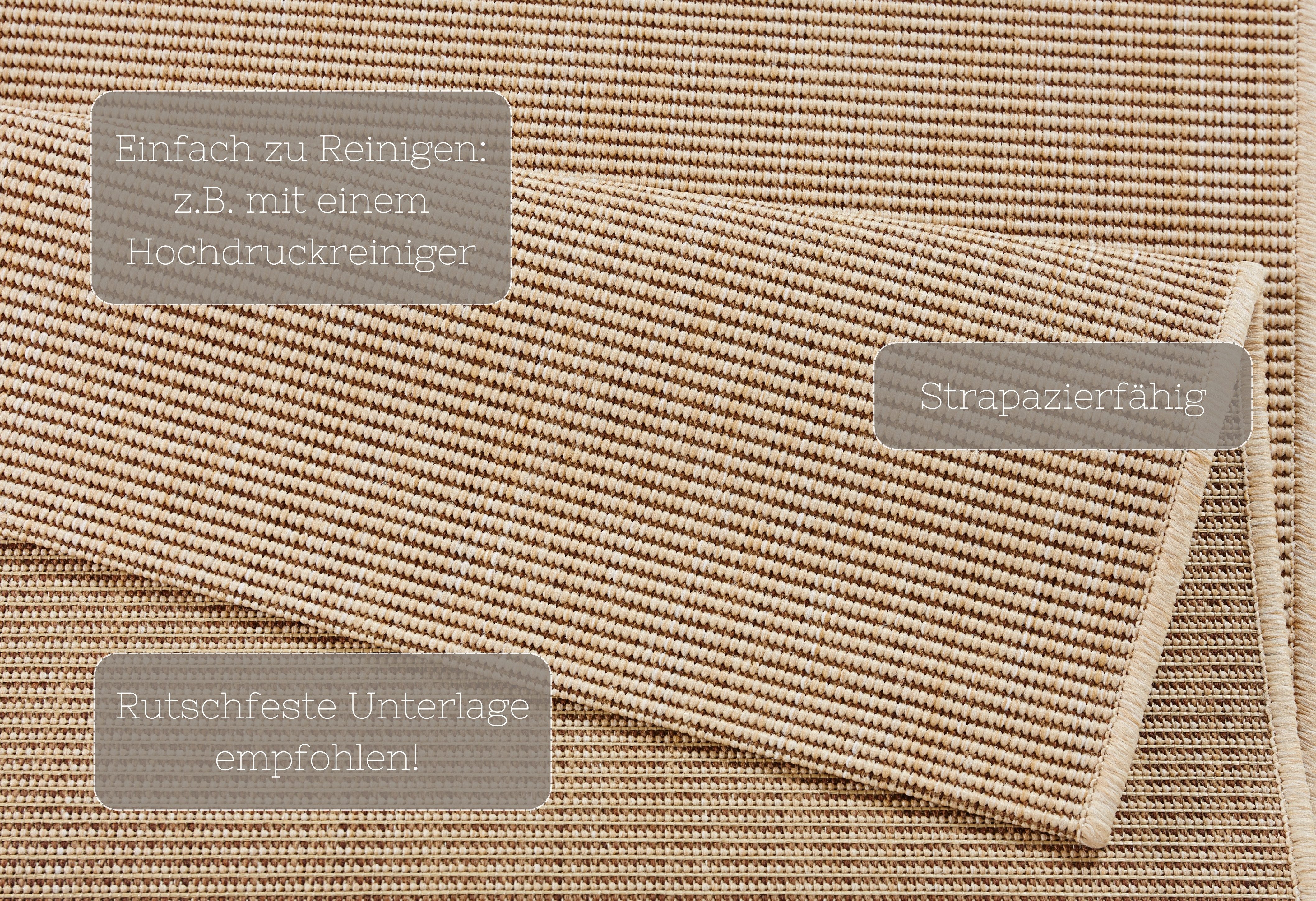 HANSE Home Vloerkleed Match Binnen- en buitengebruik, kortpolig, loper, modern, effen kleuren, woonkamer, balkon