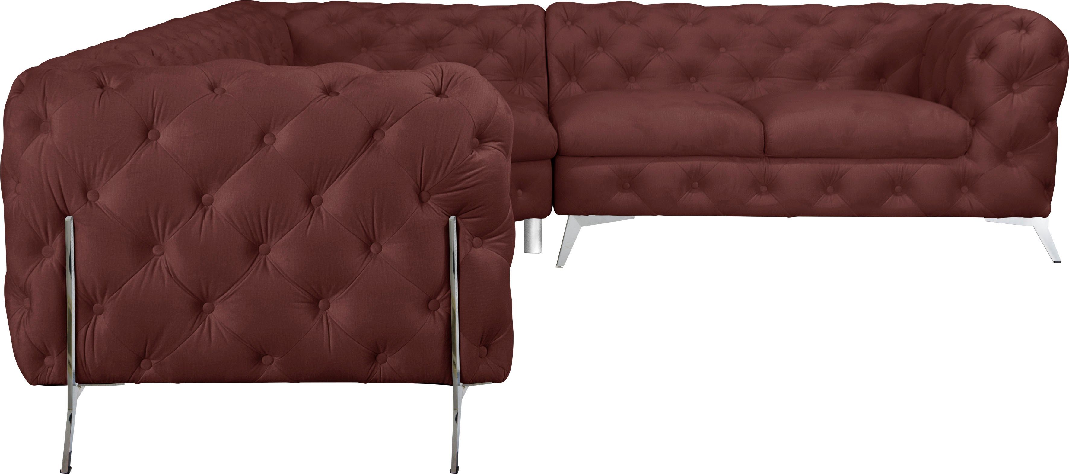 Leonique Chesterfield-bank Amaury L-vorm grote hoekbank, chesterfield-look, breedte 323 cm, kleur van de poten ter keuze