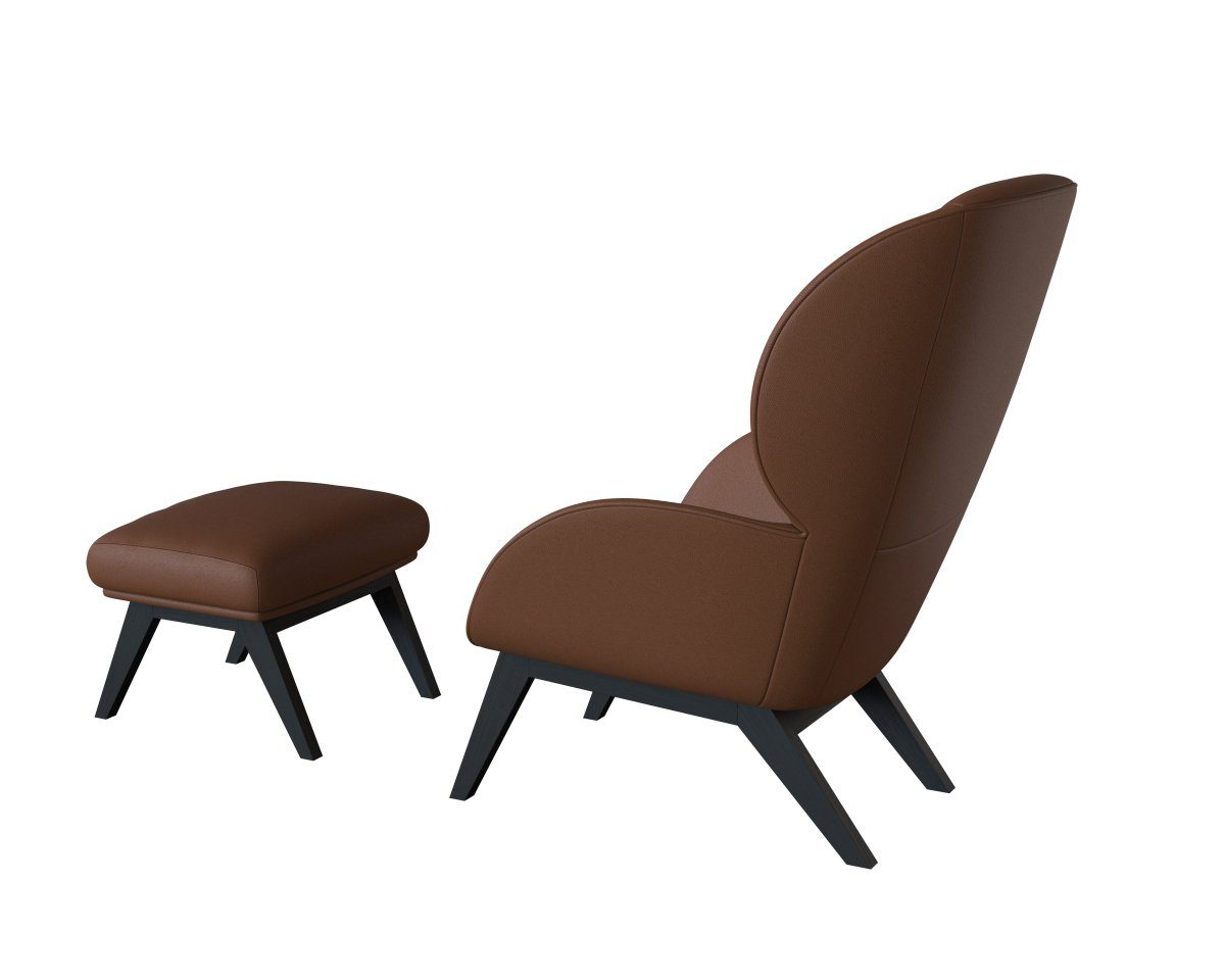 FLEXLUX Oorfauteuil Adria designstoel, loungestoel, Stijl & comfort, organische vorm, zwarte houten voet