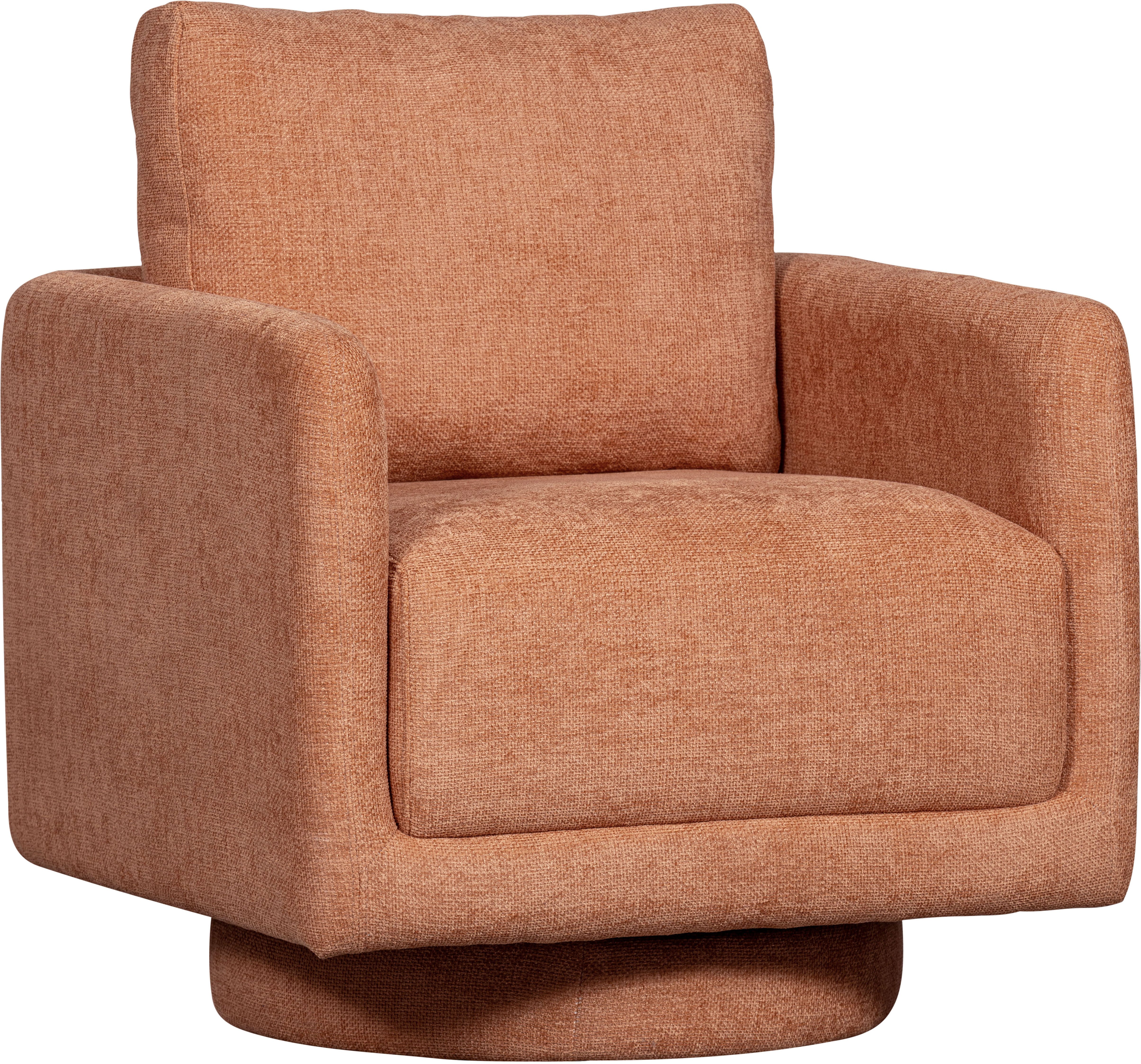 WOOOD Oscar Draaifauteuil Chenille Salmon 64x78x79