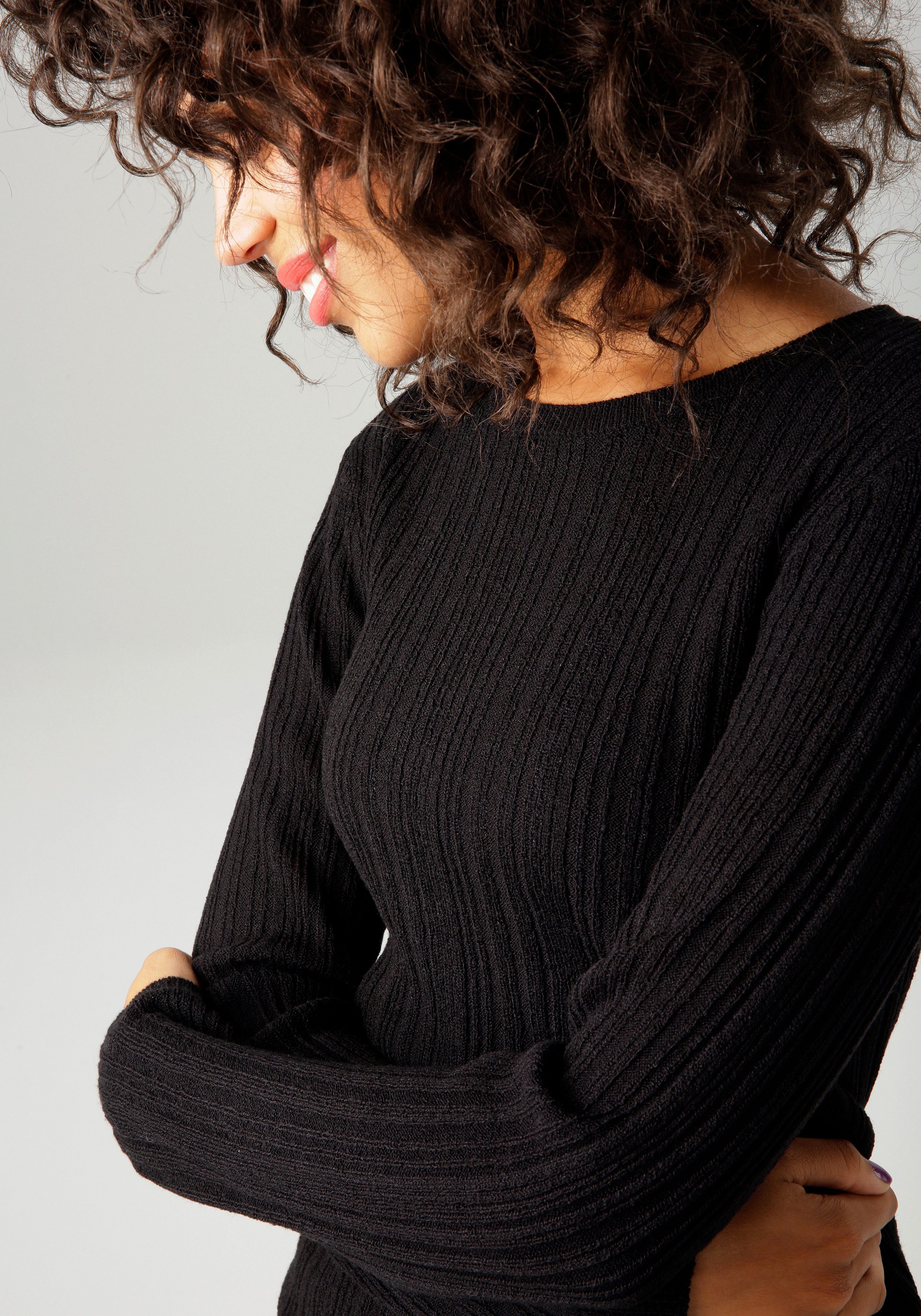 Aniston CASUAL Gebreide trui in ribbelpatroonmix - nieuwe collectie