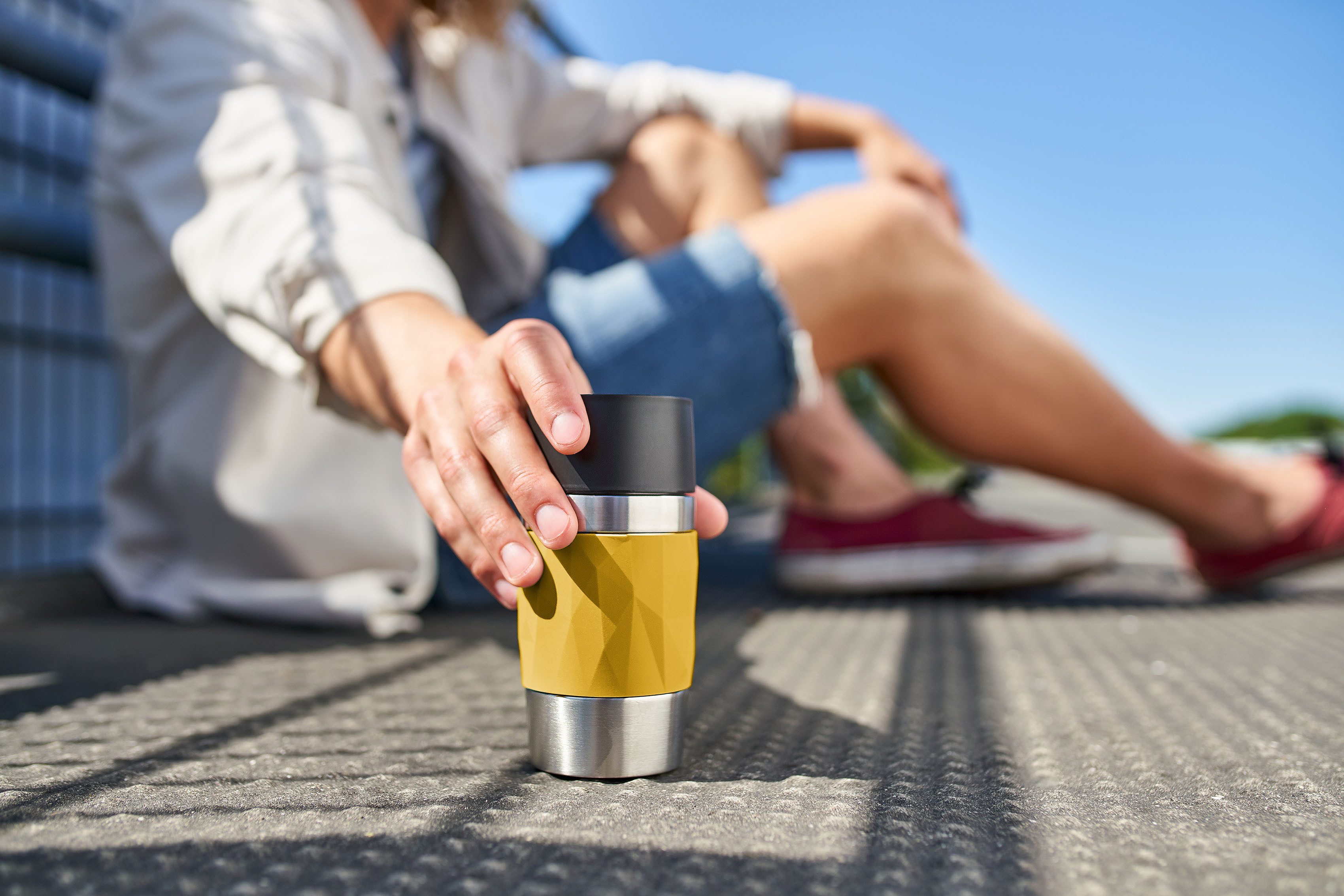 Emsa Thermosbeker Travel Mug Compact 0,3l, roestvrij staal, 3u warm/6u koud, 360° drinkopening, vaatwasmachinebestendig