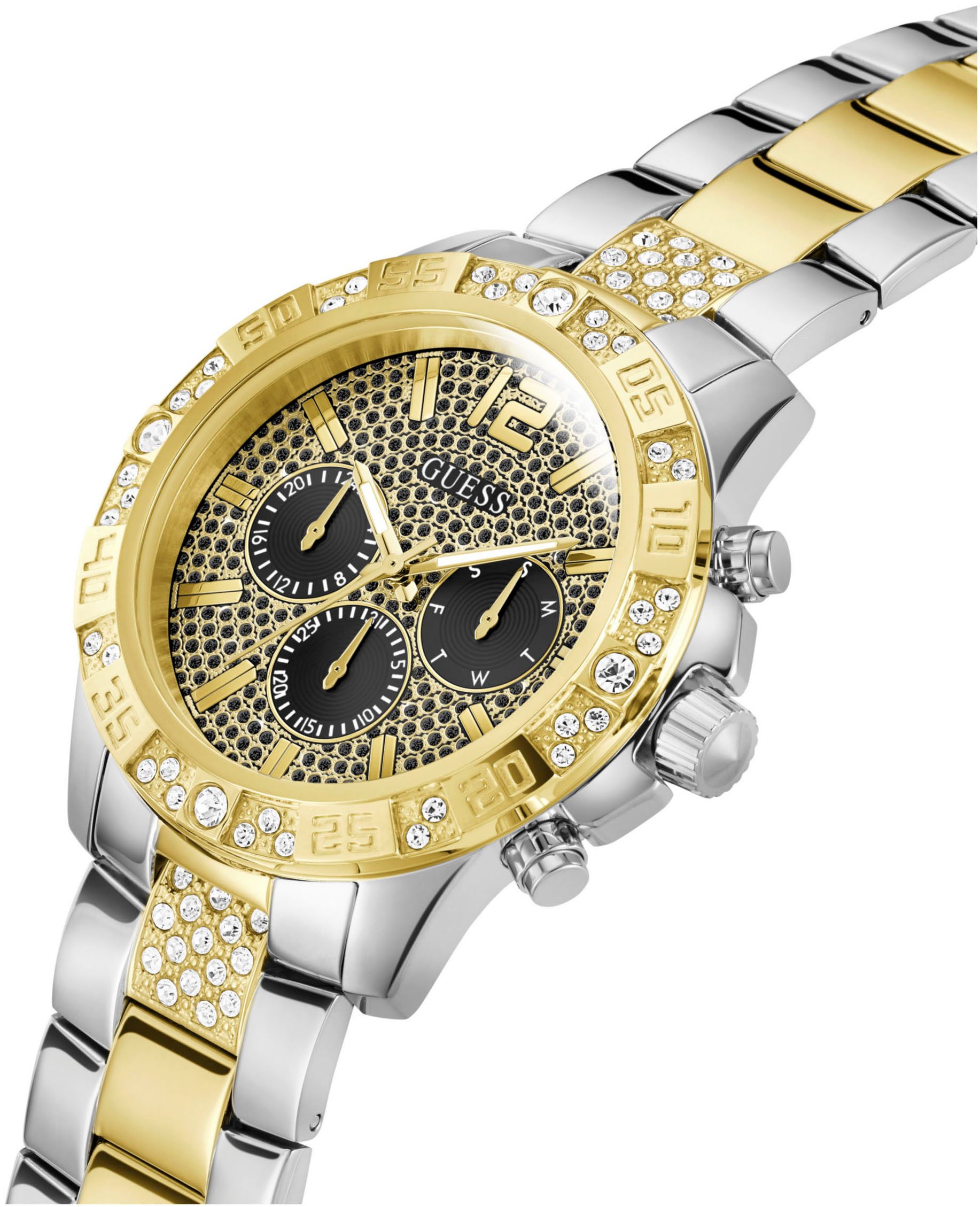 Guess Multifunctioneel horloge Majestic Quartzhorloge, horloge, heren, datum, 12/24-uurs weergave, kristalstenen