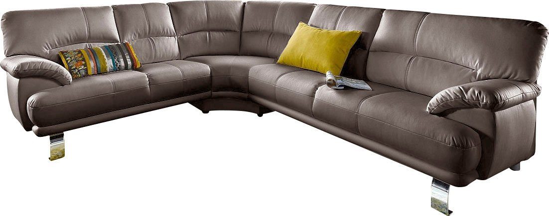 TRENDMANUFAKTUR Hoekbank Cecilia in Italiaans design, modern en comfortabel, L-vorm bruin, hoekbanken, Lange zijde rechts