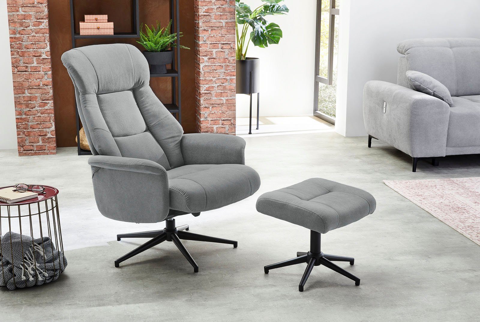 Jockenhöfer Gruppe Relaxfauteuil EVA met voetenbank, draai- en relaxfunctie, aangename zachte bekleding