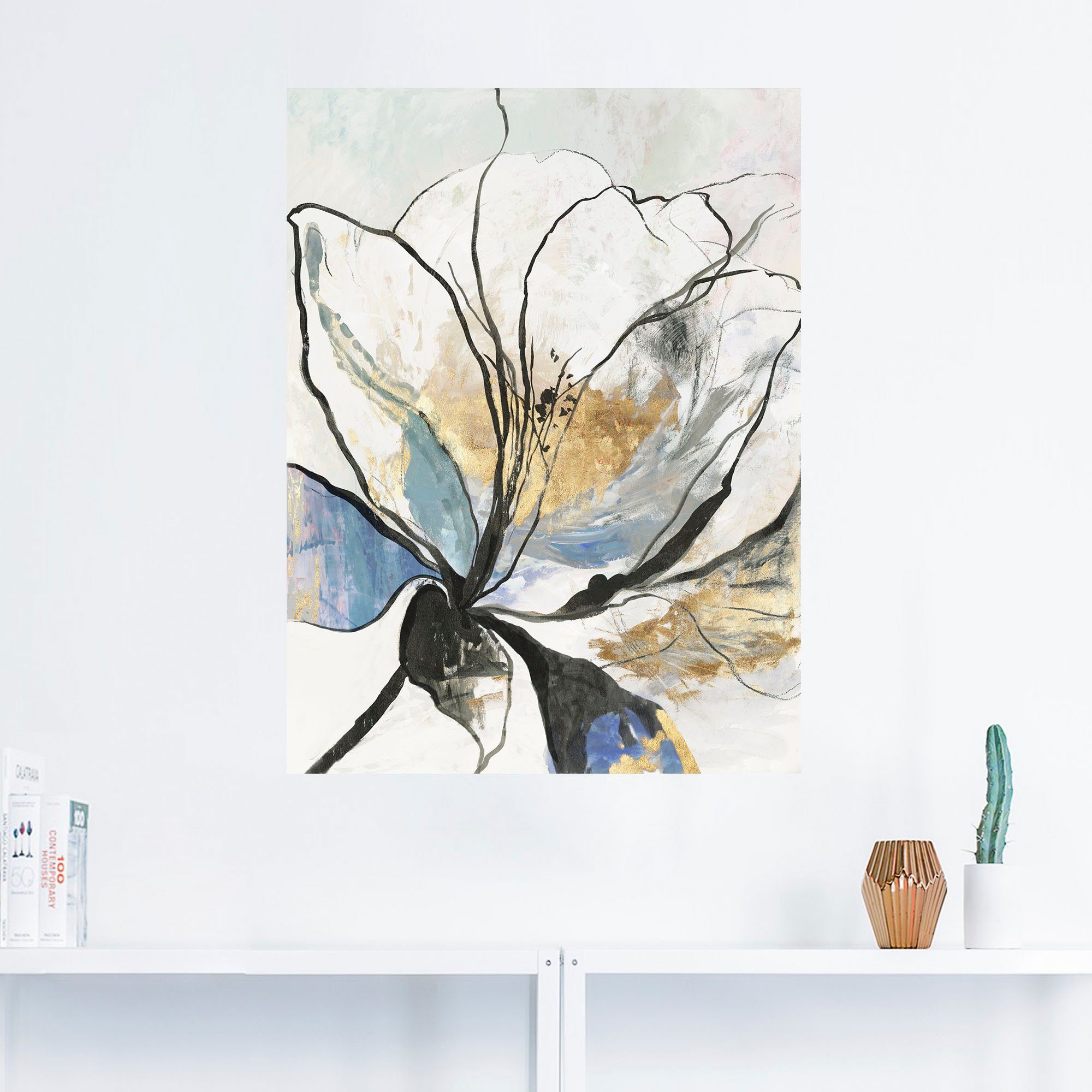 Artland Artprint Geschetst bloemenpatroon I als artprint van aluminium, artprint voor buiten, artprint op linnen, poster, muursticker